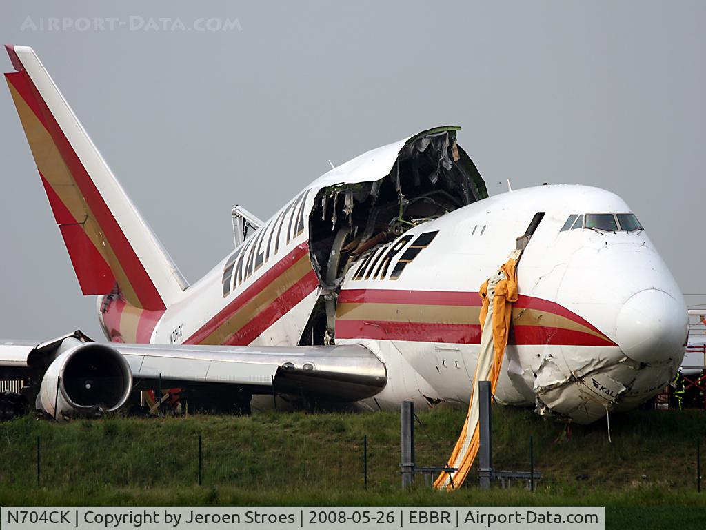 N704CK, 1980 Boeing 747-209F C/N 22299, crashed at Brussels 25th may 2008 after an aborted take/off
