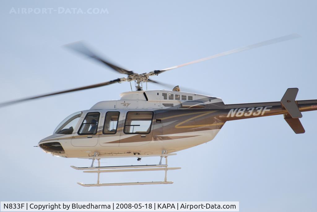 N833F, 2007 Bell 407 C/N 53755, Takeoff from KAPA