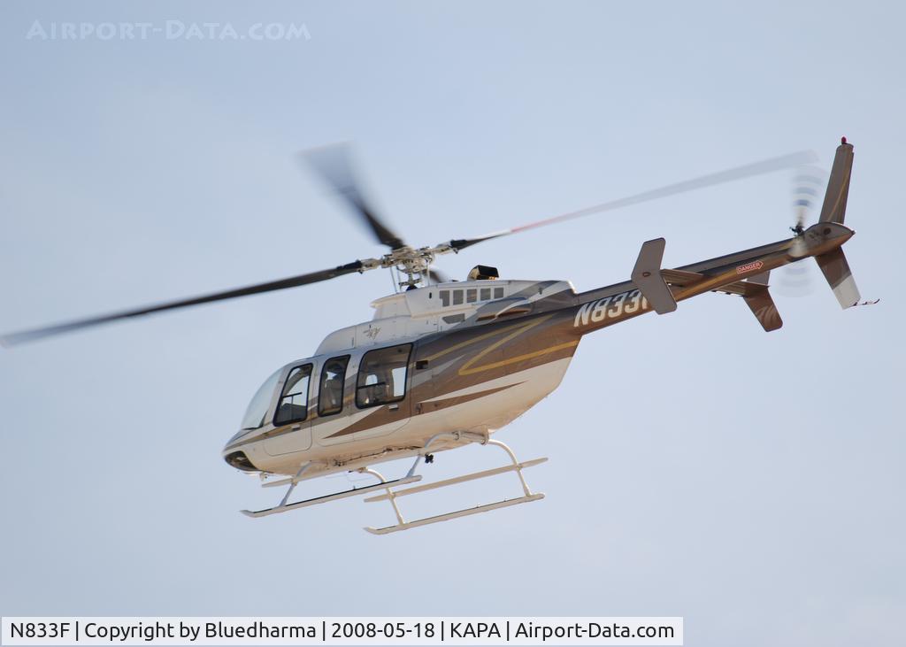 N833F, 2007 Bell 407 C/N 53755, Takeoff from KAPA