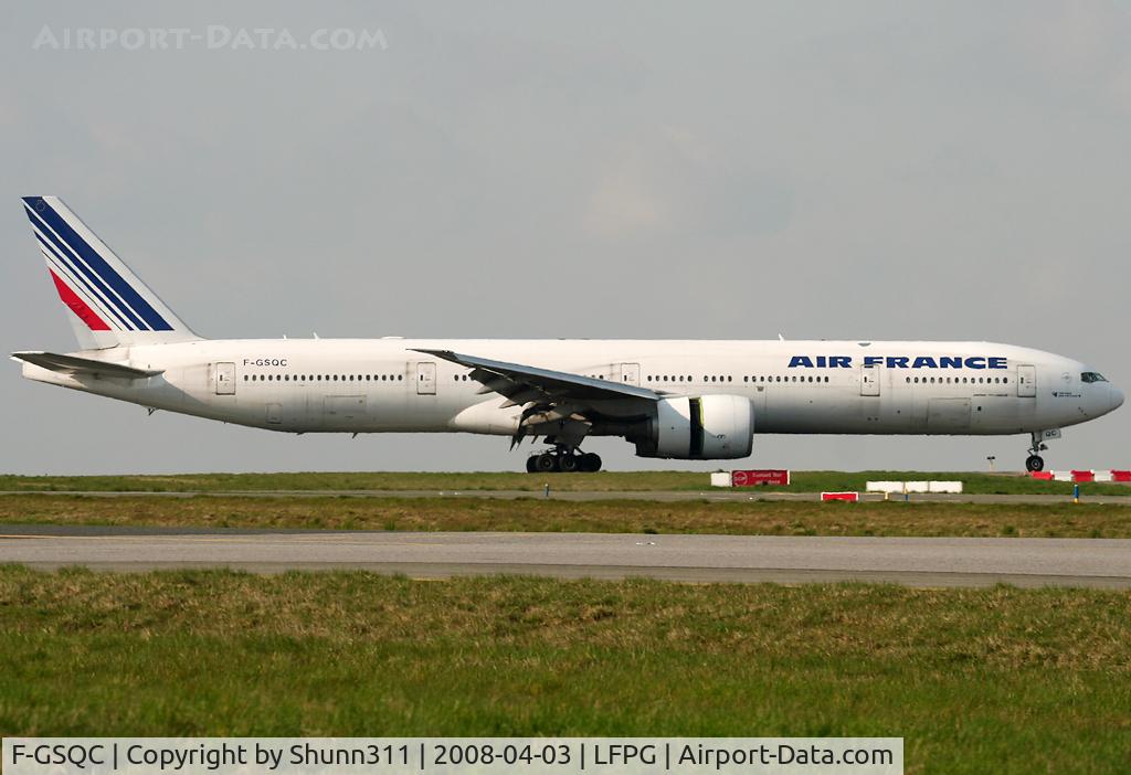 F-GSQC, 2004 Boeing 777-328/ER C/N 32727, Arriving from flight...