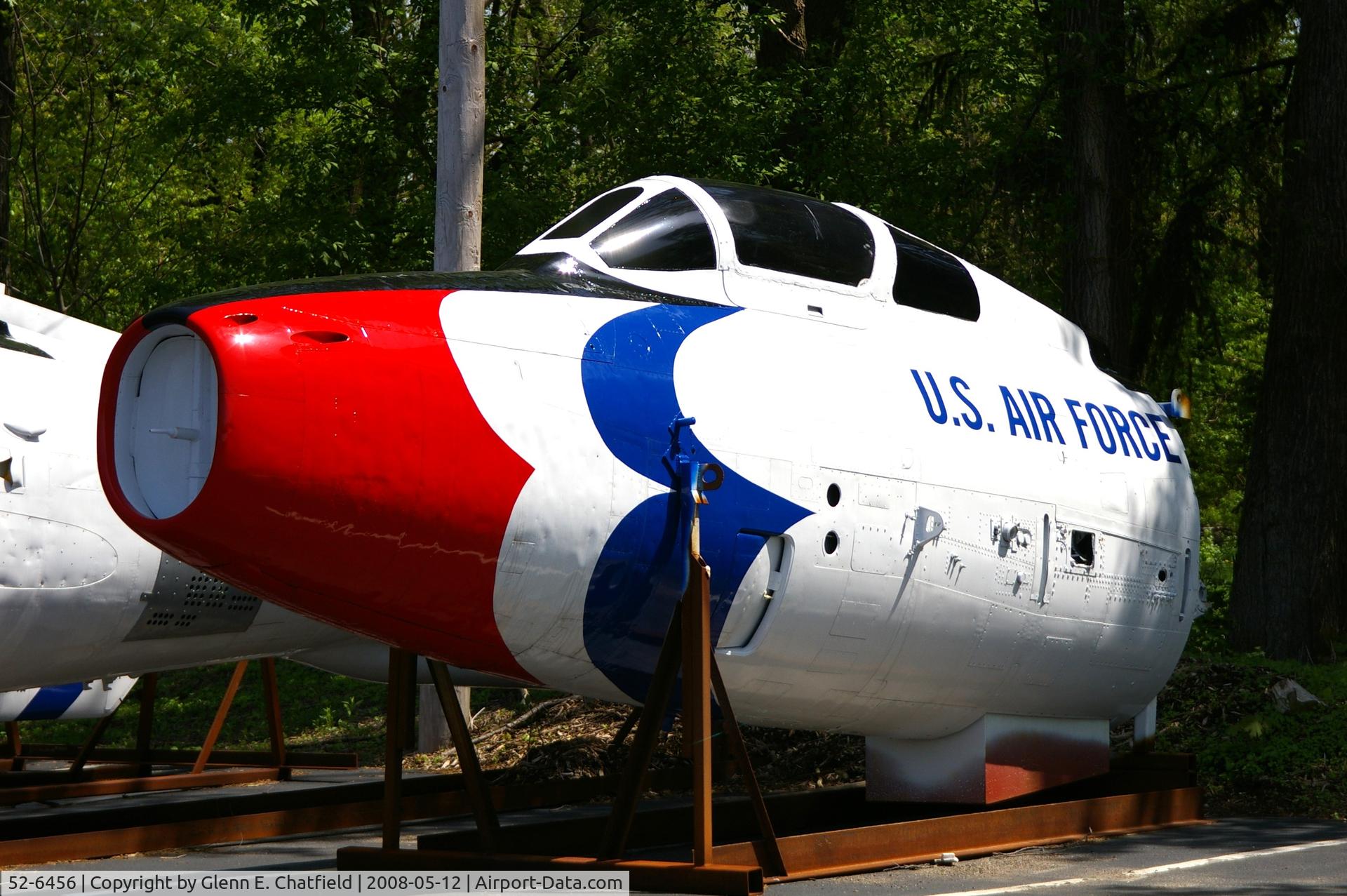 52-6456, 1952 Republic F-84F-35-RE Thunderstreak C/N Not found 52-6456, Freshly painted, to be mounted in front of VFW post in West Chicago, IL