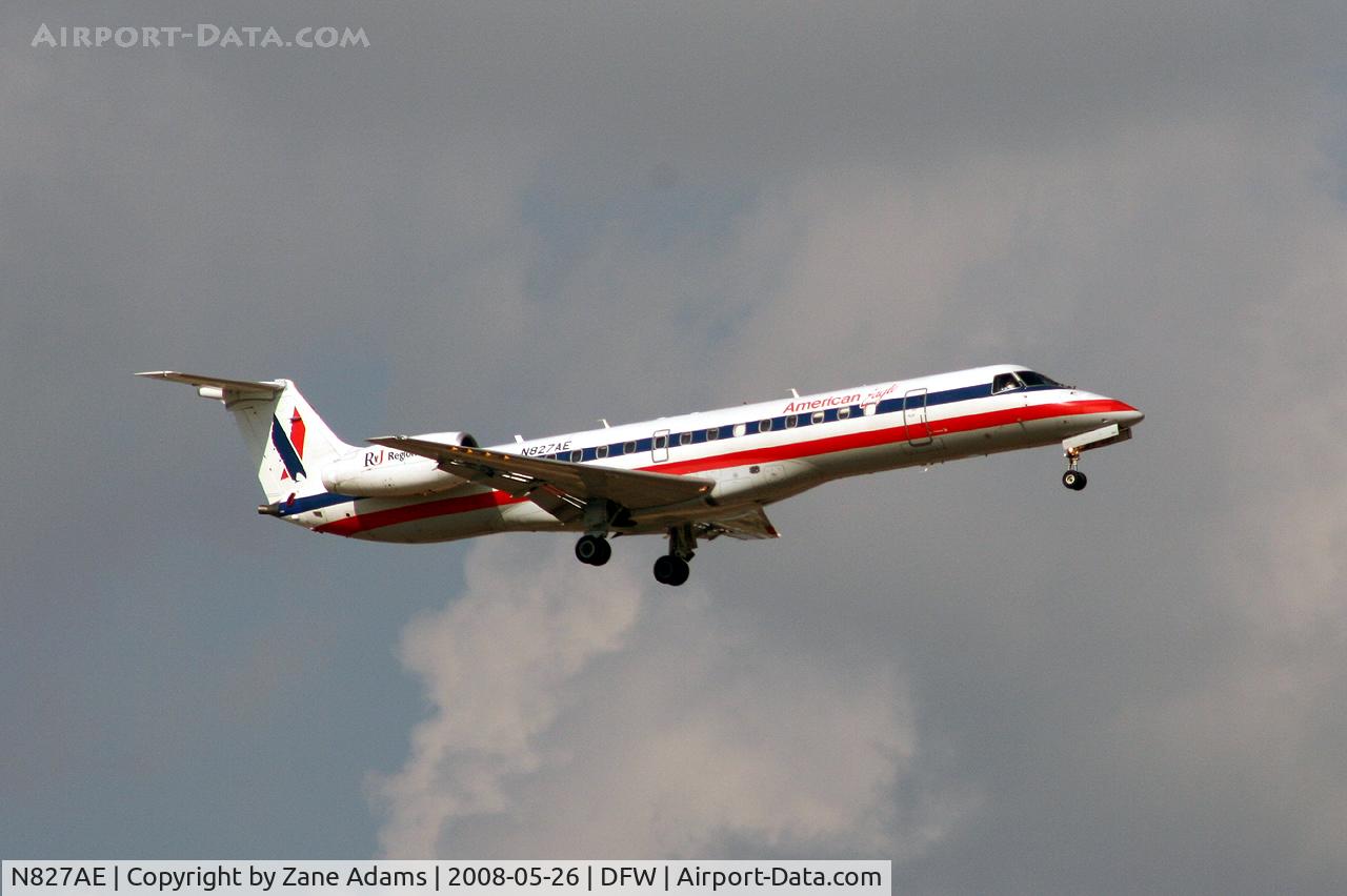 N827AE, 2002 Embraer ERJ-140LR (EMB-135KL) C/N 145602, American Airlines landing at DFW