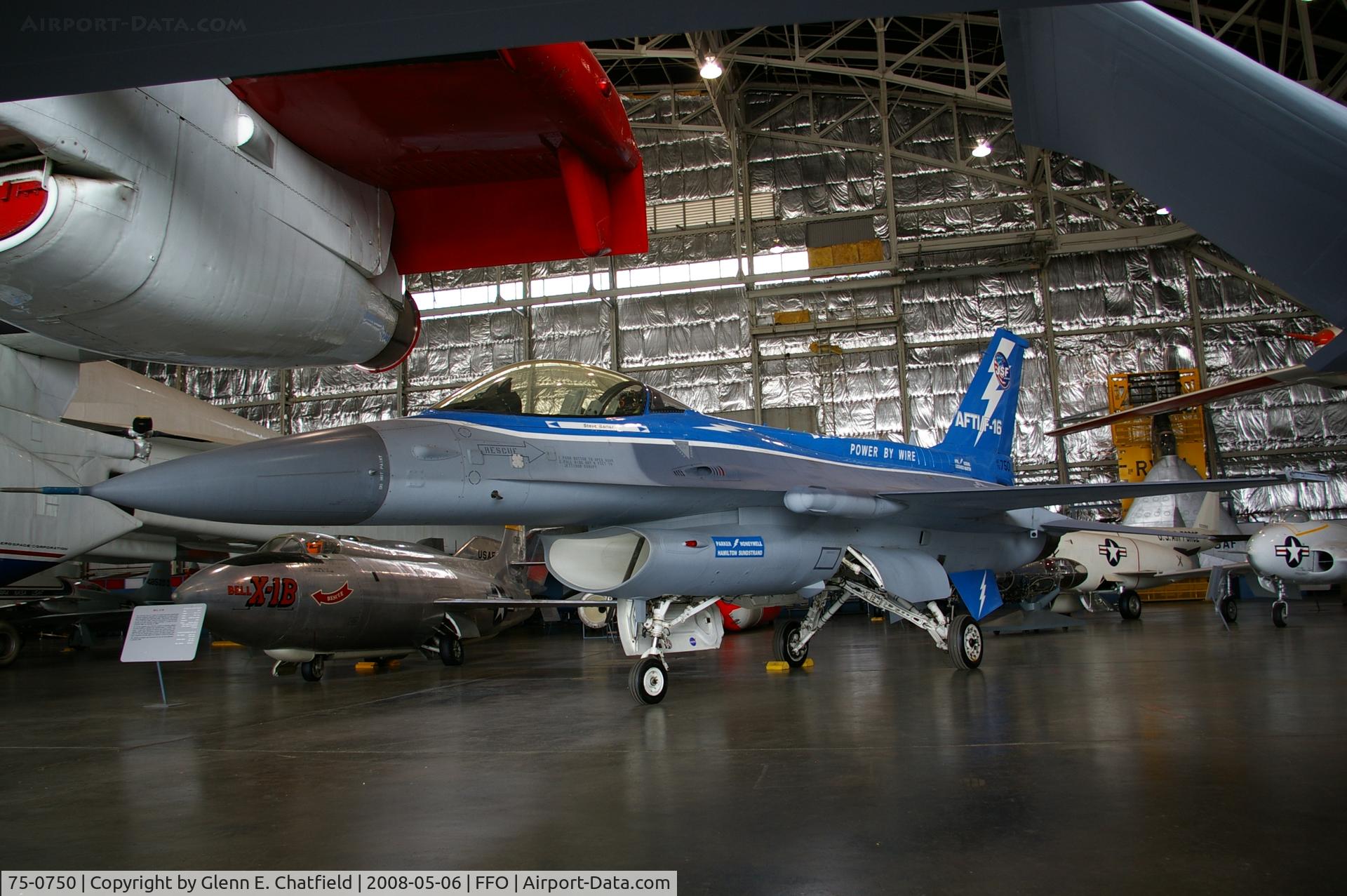75-0750, 1975 General Dynamics YF-16A Fighting Falcon C/N 61-6, Built by General Dynamics, became NF-16A when converted for the AFTI program.  At the National Museum of the U.S. Air Force