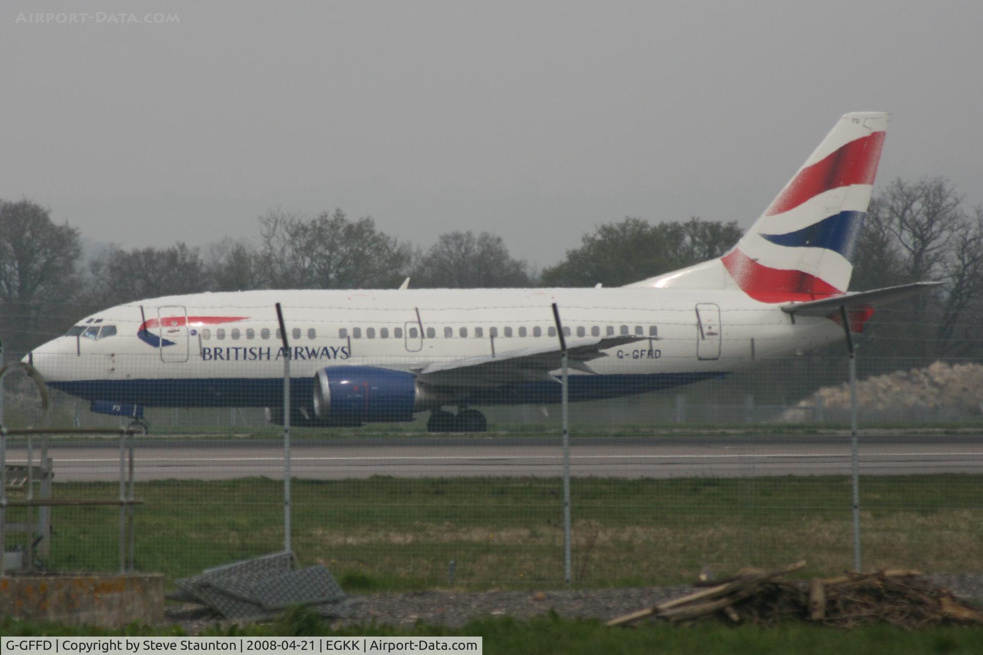 G-GFFD, 1991 Boeing 737-59D C/N 26419, Gatwick Airport 21/04/08 (married 19/04/08 - spotting two days later)