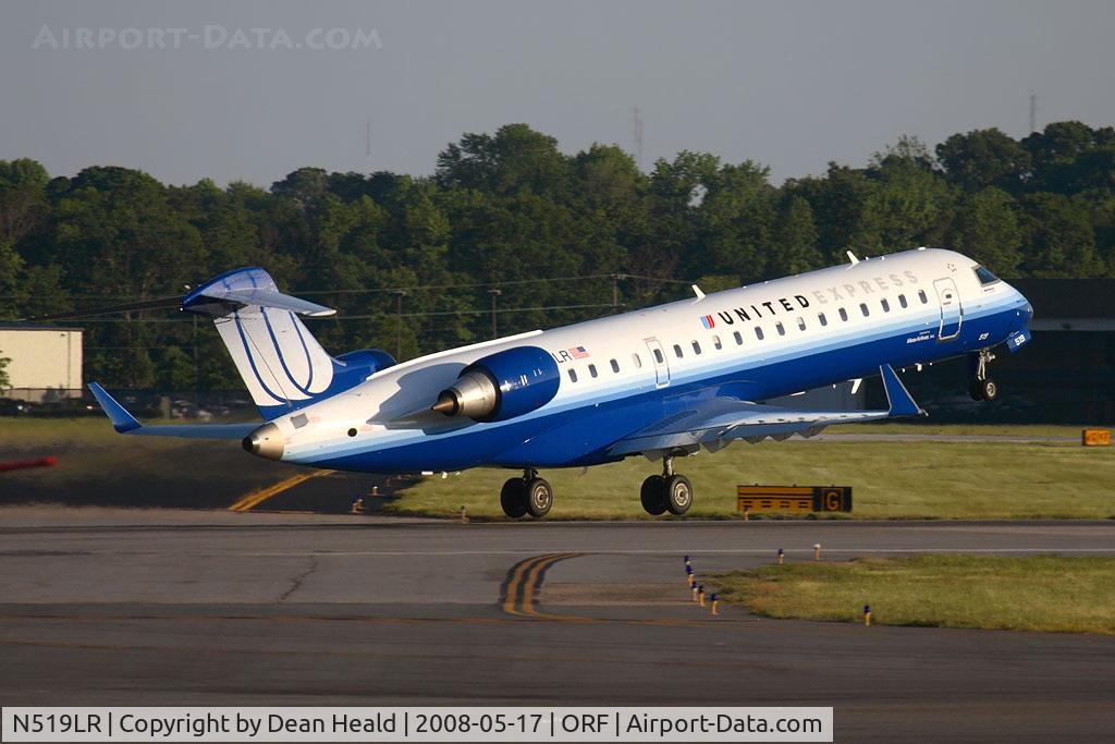 N519LR, 2006 Bombardier CRJ-700 (CL-600-2C10) Regional Jet C/N 10260, United Express (Operated by Mesa Airlines) N519LR (FLT ASH7144) departing RWY 23 enroute to Chicago O'Hare Int'l (KORD).