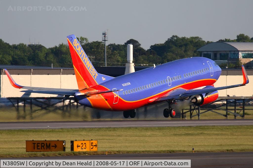N380SW, 1994 Boeing 737-3H4 C/N 26587, Southwest Airlines N380SW (FLT SWA2066) departing RWY 23 enroute to Orlando Int'l (KMCO).