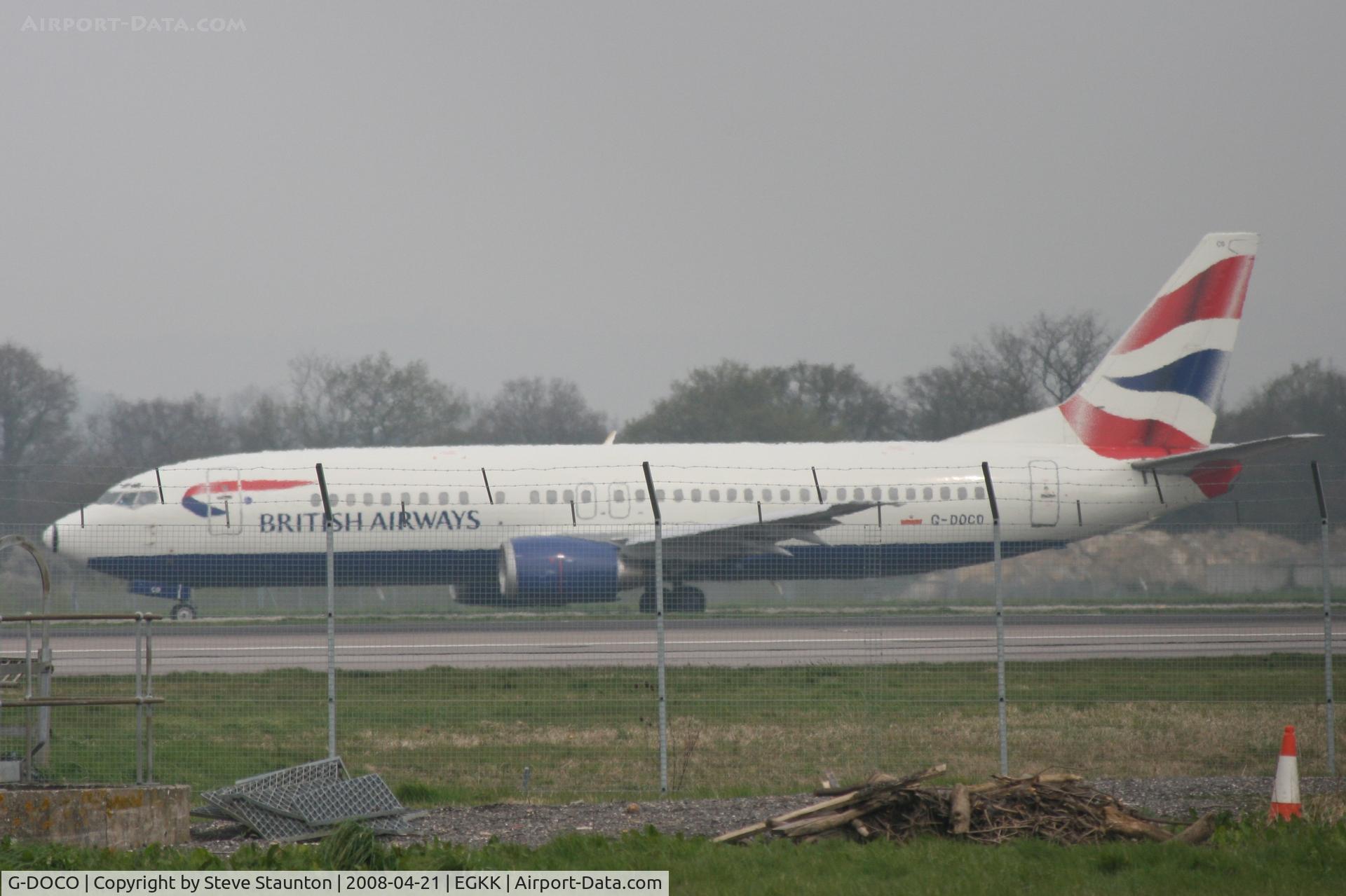 G-DOCO, 1992 Boeing 737-436 C/N 25849, Gatwick Airport 21/04/08 (married 19/04/08 - spotting two days later)
