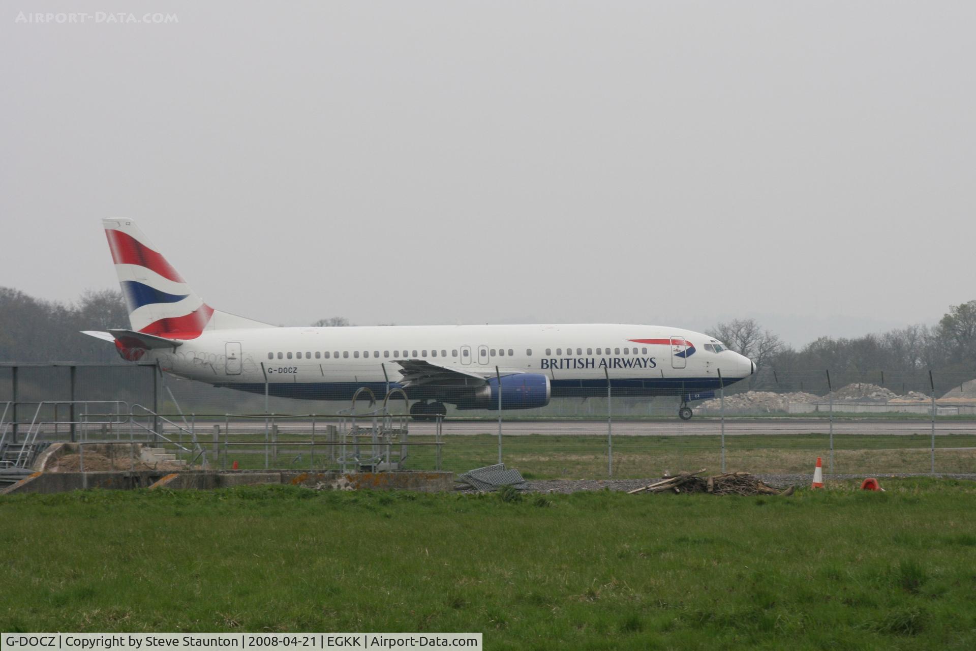 G-DOCZ, 1993 Boeing 737-436 C/N 25858, Gatwick Airport 21/04/08 (married 19/04/08 - spotting two days later)