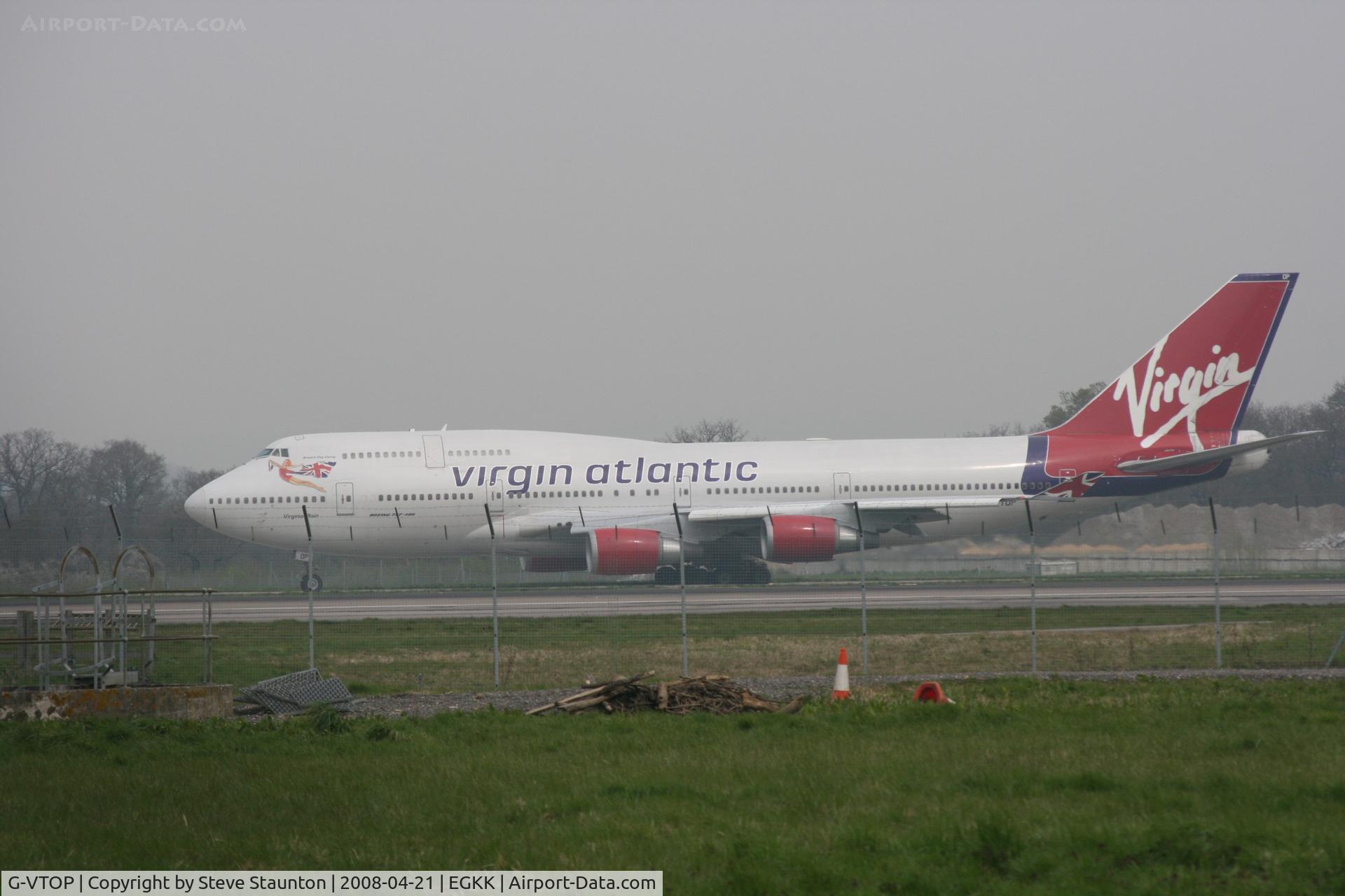 G-VTOP, 1997 Boeing 747-4Q8 C/N 28194, Gatwick Airport 21/04/08 (married 19/04/08 - spotting two days later)