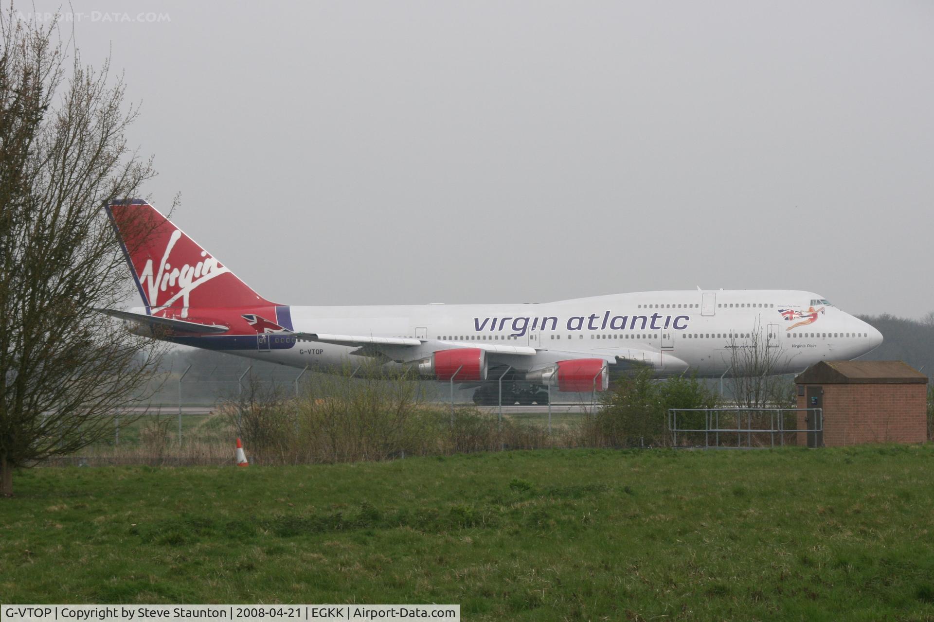 G-VTOP, 1997 Boeing 747-4Q8 C/N 28194, Gatwick Airport 21/04/08 (married 19/04/08 - spotting two days later)