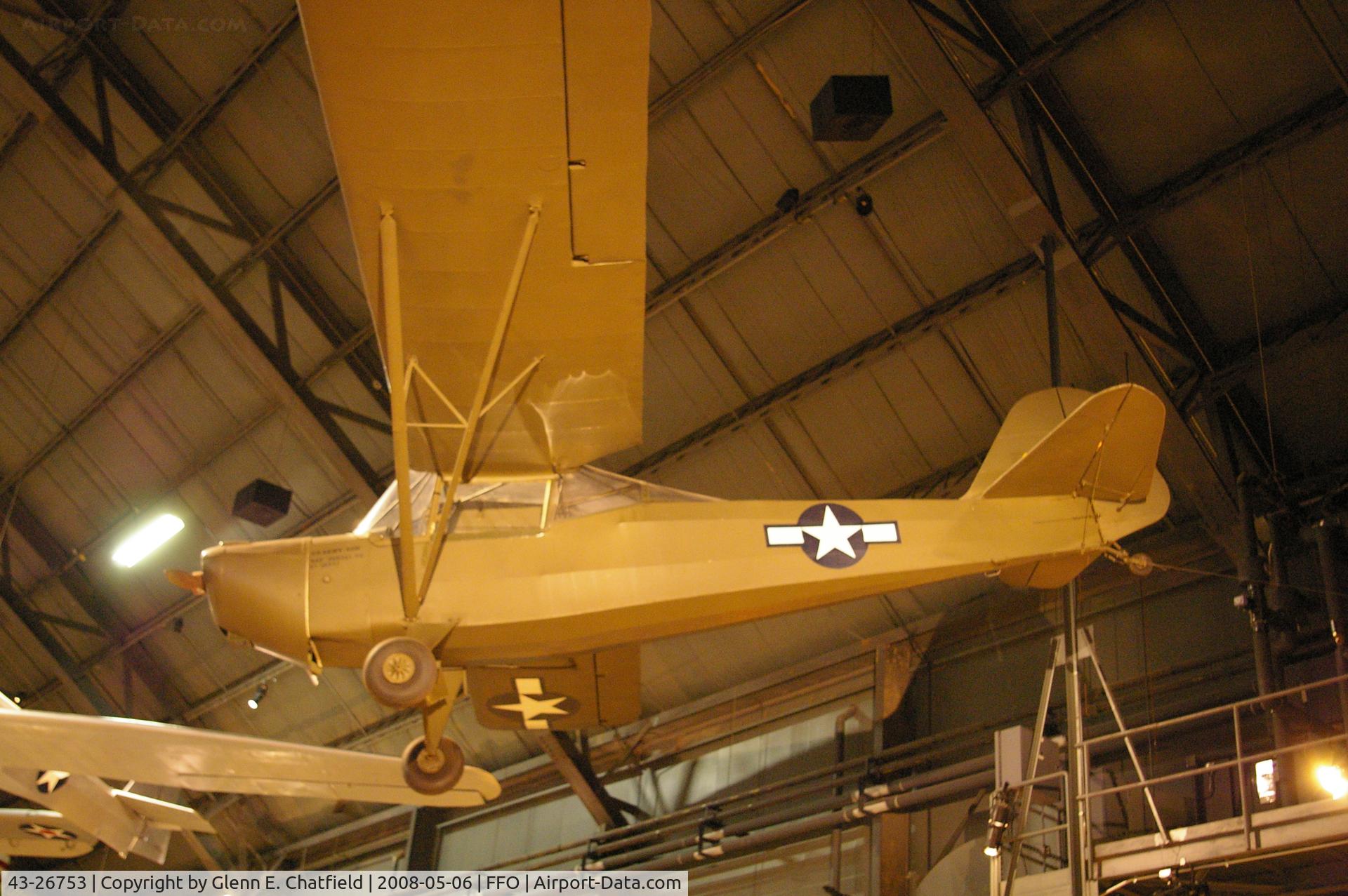 43-26753, 1943 Taylorcraft L-2M Grasshopper C/N L-6065?, Hanging from the ceiling in the National Museum of the U.S. Air Force