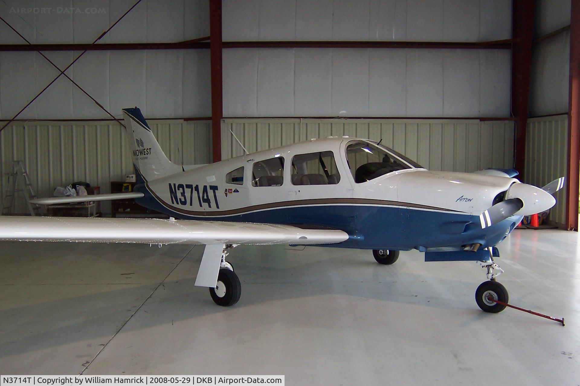 N3714T, 2003 Piper PA-28R-201 Cherokee Arrow III C/N 2844104, Hangared at DeKalb