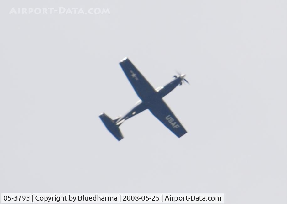 05-3793, 2005 Raytheon T-6A Texan II C/N PT-345, Texan II Flight over Columbine High School, Littleton Colorado heading East.