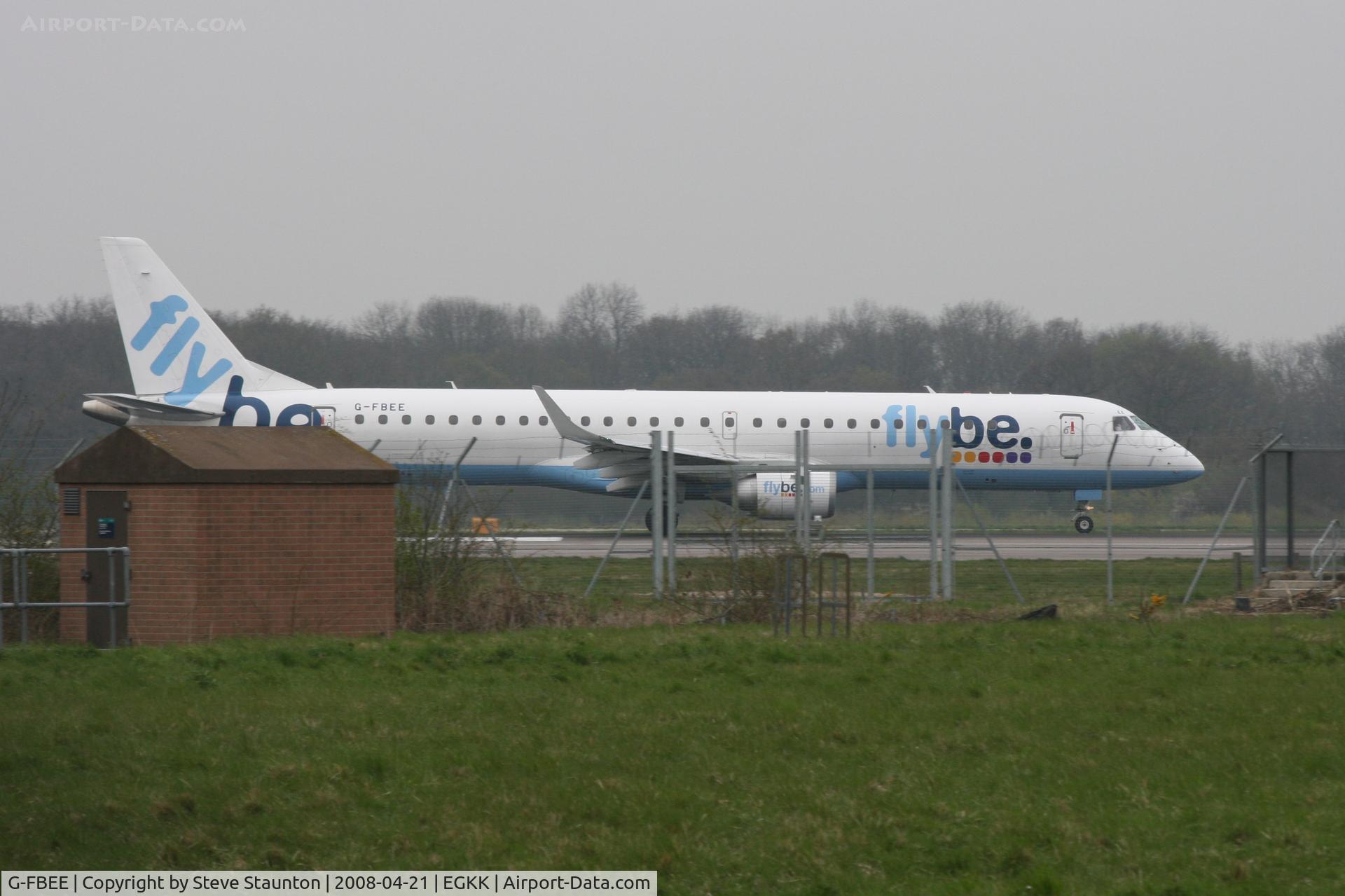 G-FBEE, 2007 Embraer 195LR (ERJ-190-200LR) C/N 19000093, Gatwick Airport 21/04/08 (married 19/04/08 - spotting two days later)
