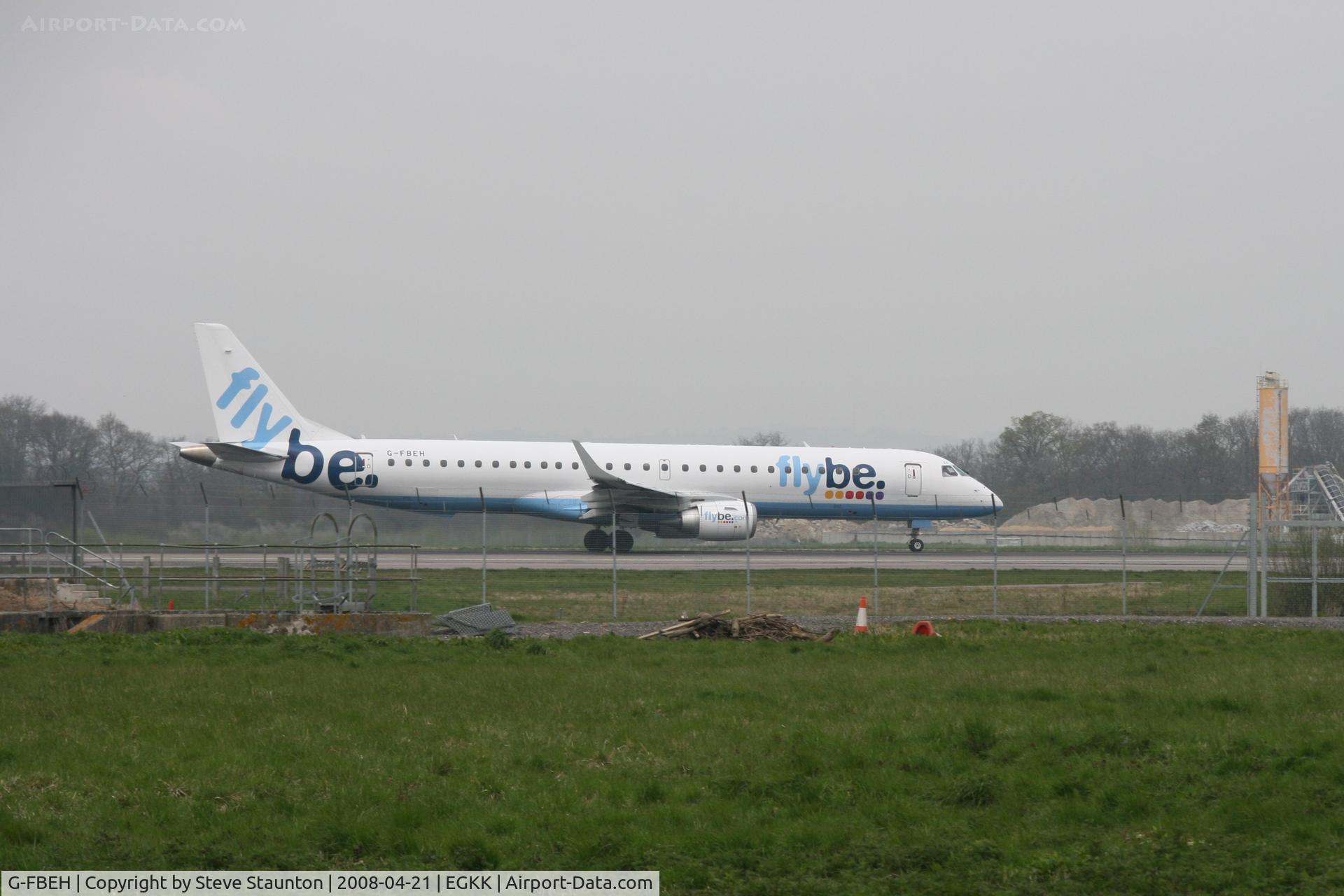 G-FBEH, 2007 Embraer 195LR (ERJ-190-200LR) C/N 19000128, Gatwick Airport 21/04/08 (married 19/04/08 - spotting two days later)
