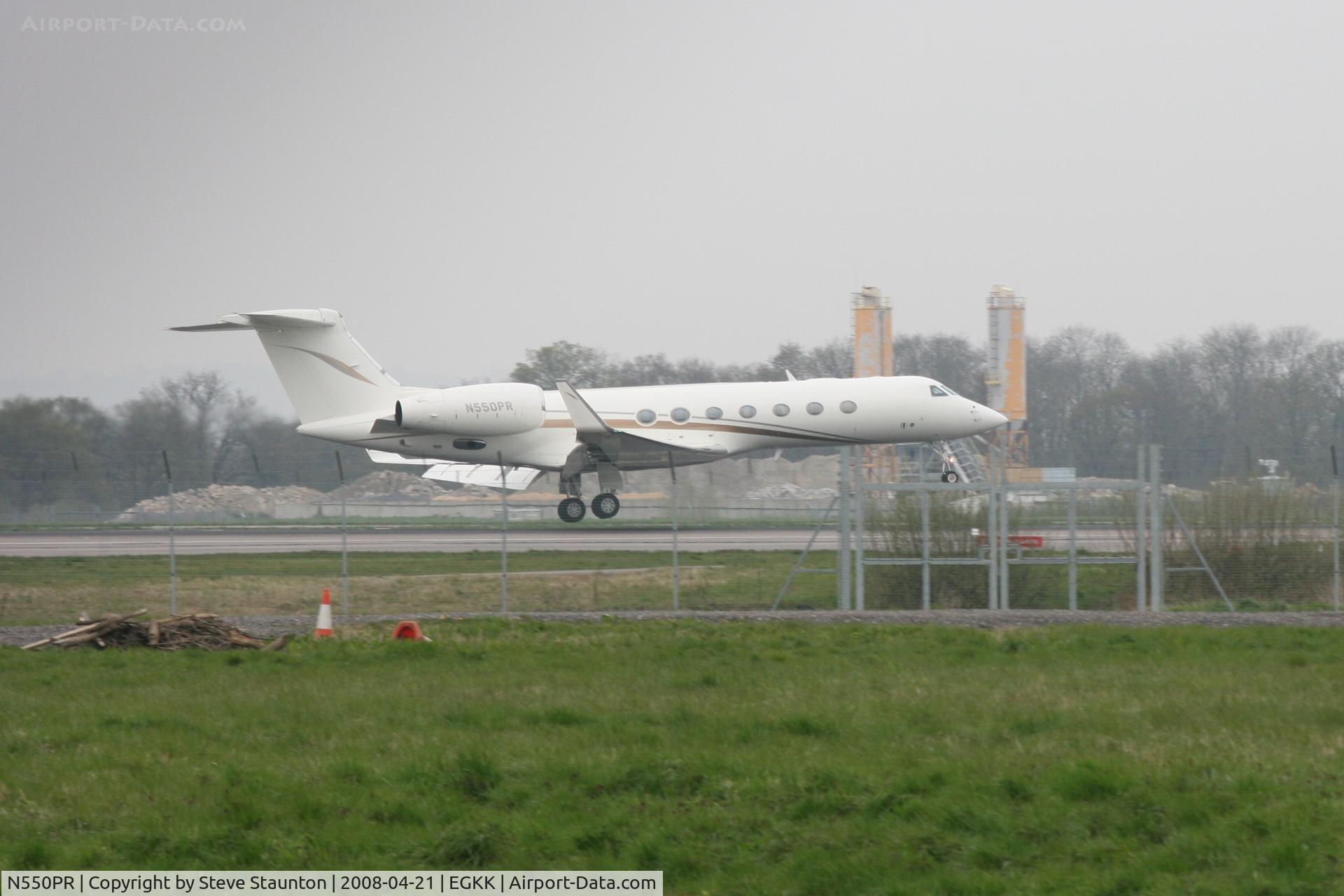 N550PR, 2006 Gulfstream Aerospace GV-SP (G550) C/N 5121, Gatwick Airport 21/04/08 (married 19/04/08 - spotting two days later)