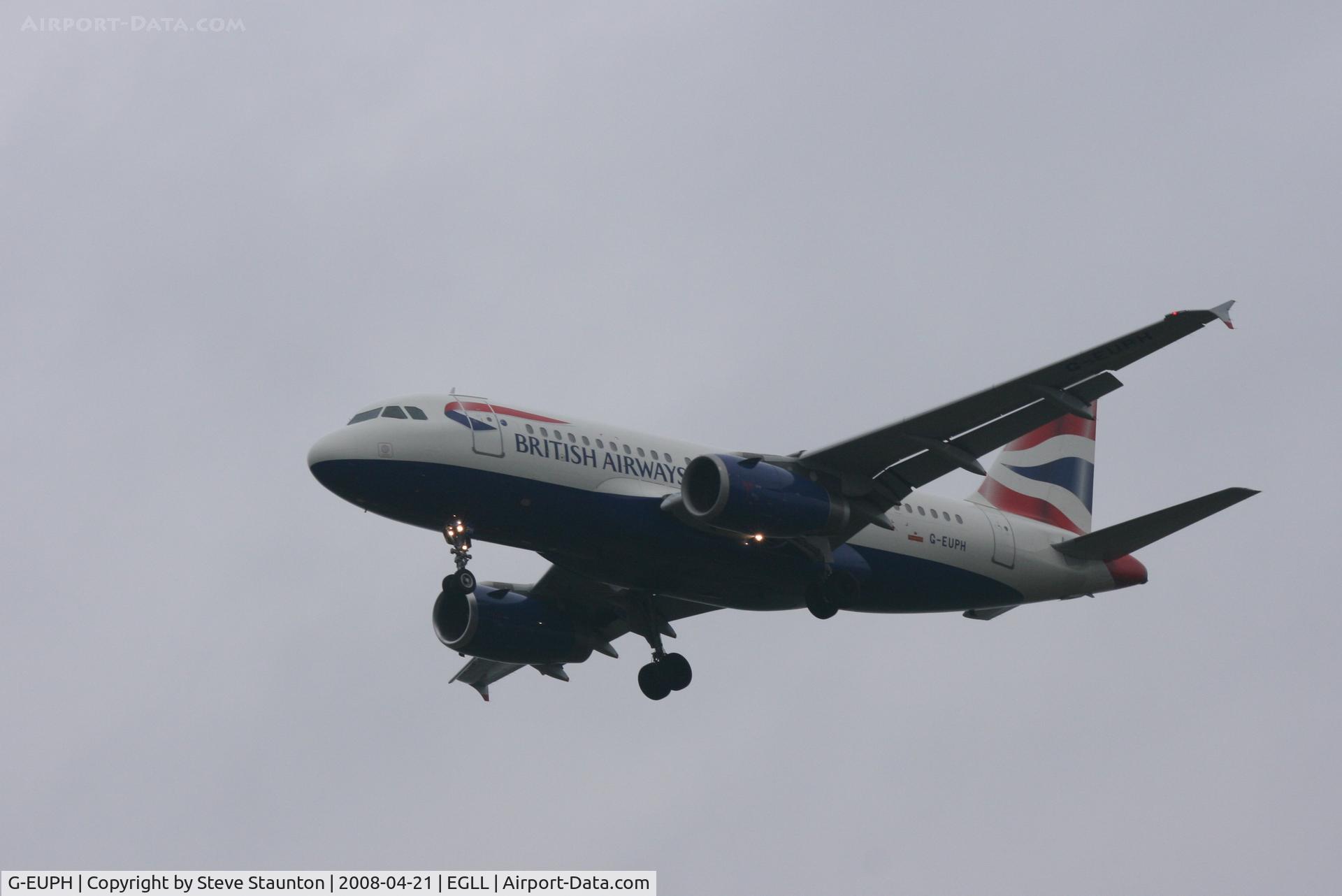 G-EUPH, 2000 Airbus A319-131 C/N 1225, Heathrow Airport 21/04/08 (married 19/04/08 - spotting two days later)