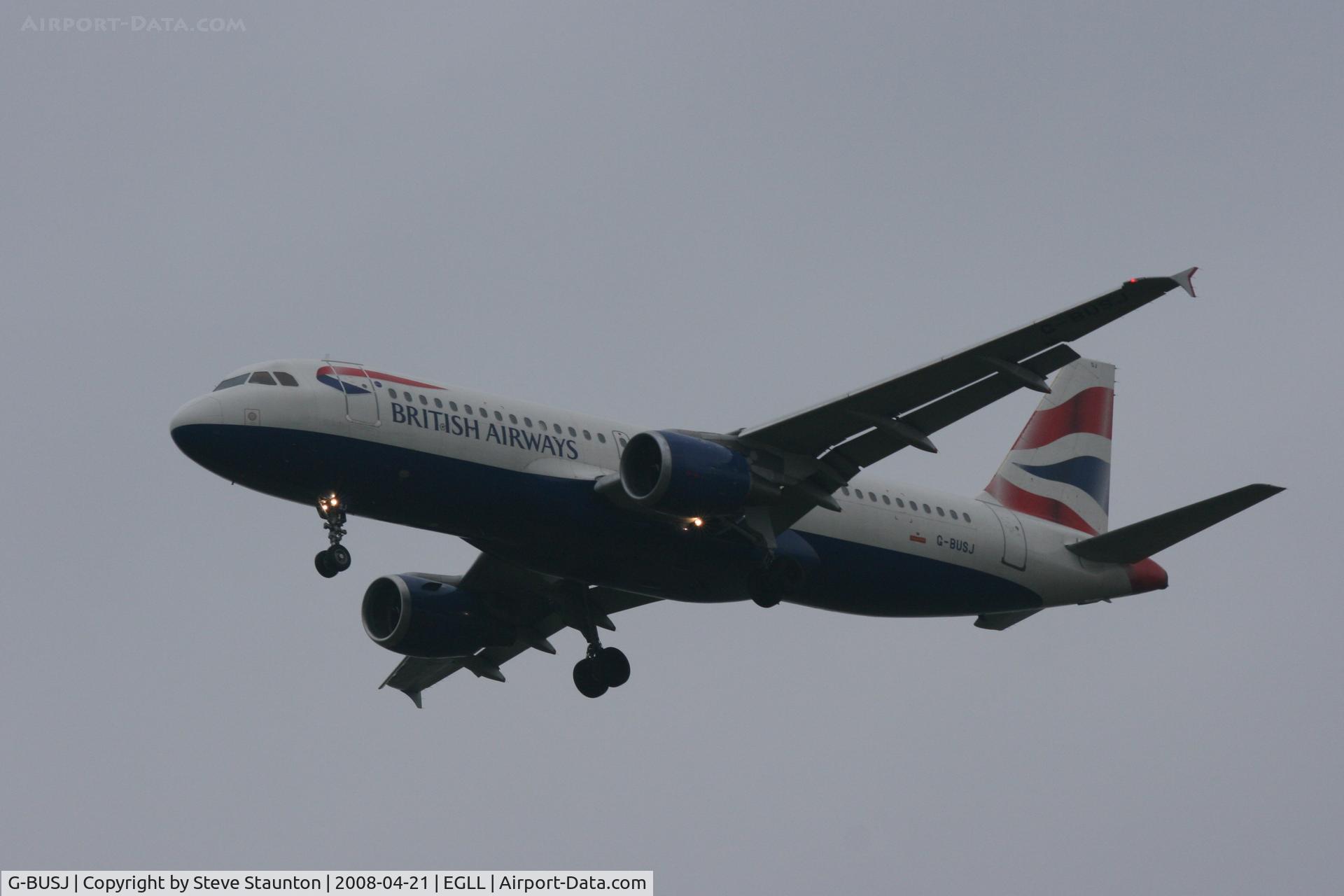 G-BUSJ, 1990 Airbus A320-211 C/N 109, Heathrow Airport 21/04/08 (married 19/04/08 - spotting two days later)