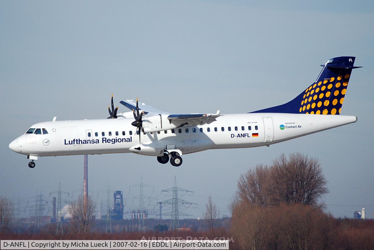 D-ANFL, 2001 ATR 72-212A C/N 668, On short finals at DUS