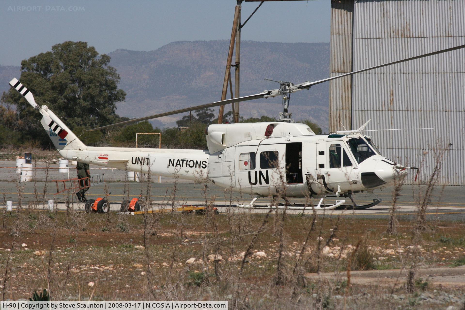H-90, Bell 212 C/N 32201, Takn at Nicosia Airport, Cyprus. It must be noted that this airport is closed to general visitors.