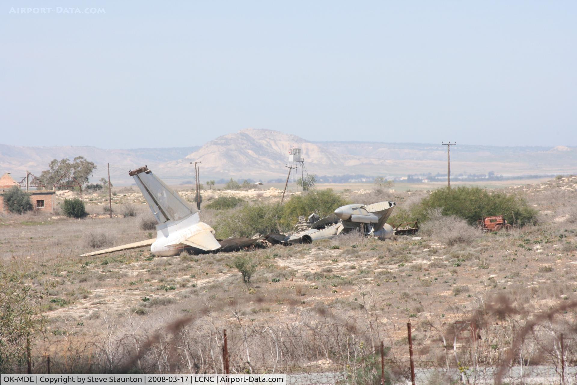 OK-MDE, 1958 Tupolev Tu-104A C/N 86601202, Takn at Nicosia international Airport, Cyprus - wrecked Tupolev 104A (thanks to a fellow member for ID). It must be noted that this airport is closed to general visitors