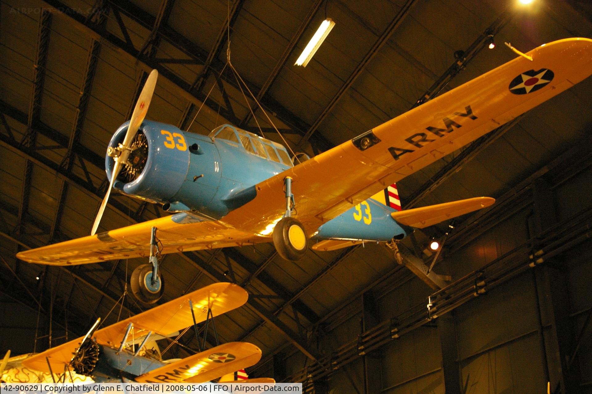 42-90629, 1942 Vultee BT-13B Valiant C/N 79-1706, Hanging from the ceiling in the National Museum of the U.S. Air Force