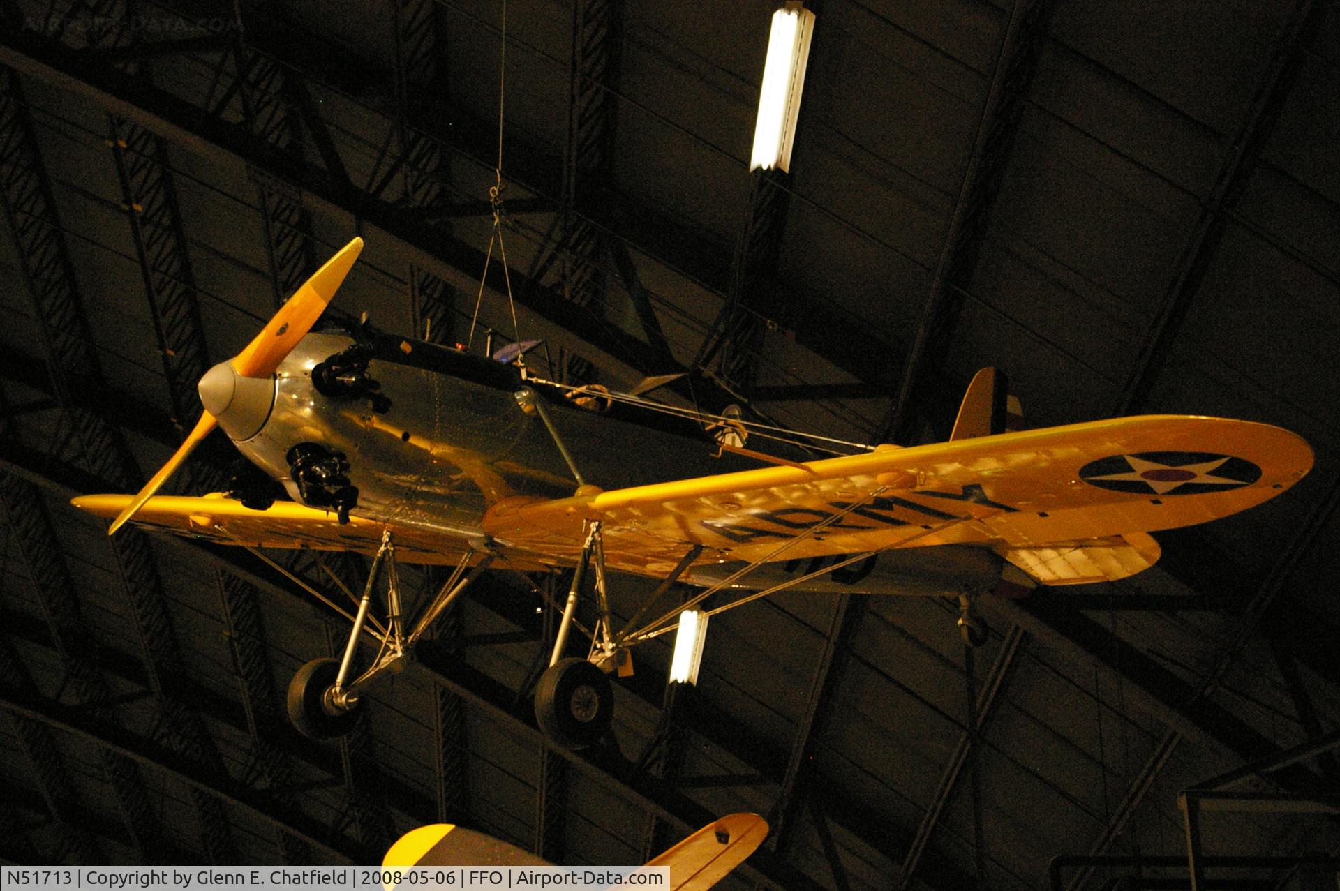N51713, 1942 Ryan PT-22C Recruit (ST3KR) C/N 1750, PT-22 41-15721 Hanging from the ceiling in the National Museum of the U.S. Air Force