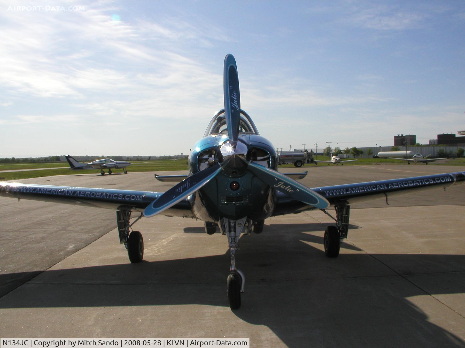 N134JC, 1955 Beech T-34-A (A45) Mentor C/N G-812, Parked at the fuel pumps.