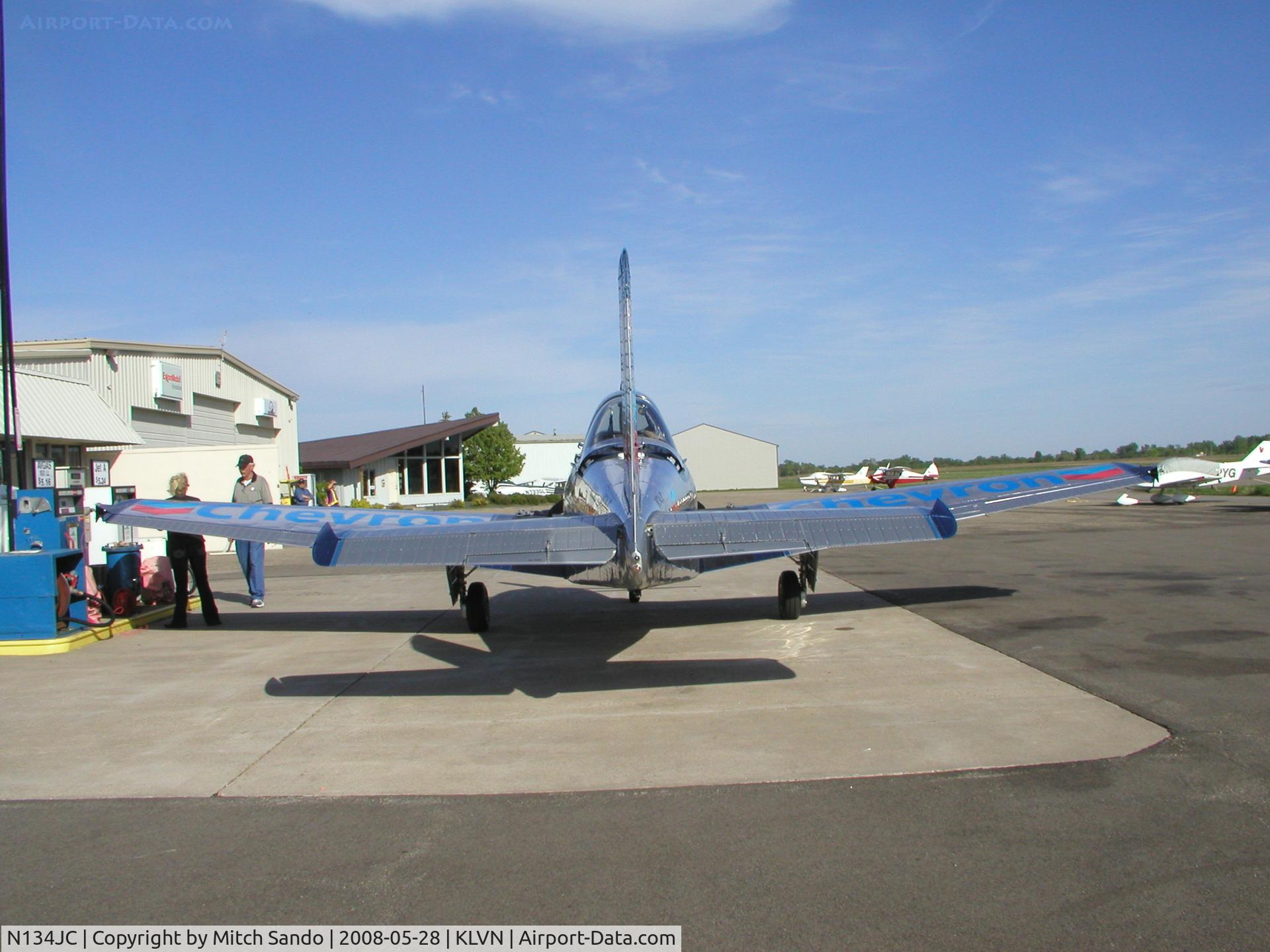 N134JC, 1955 Beech T-34-A (A45) Mentor C/N G-812, Parked at the fuel pumps.