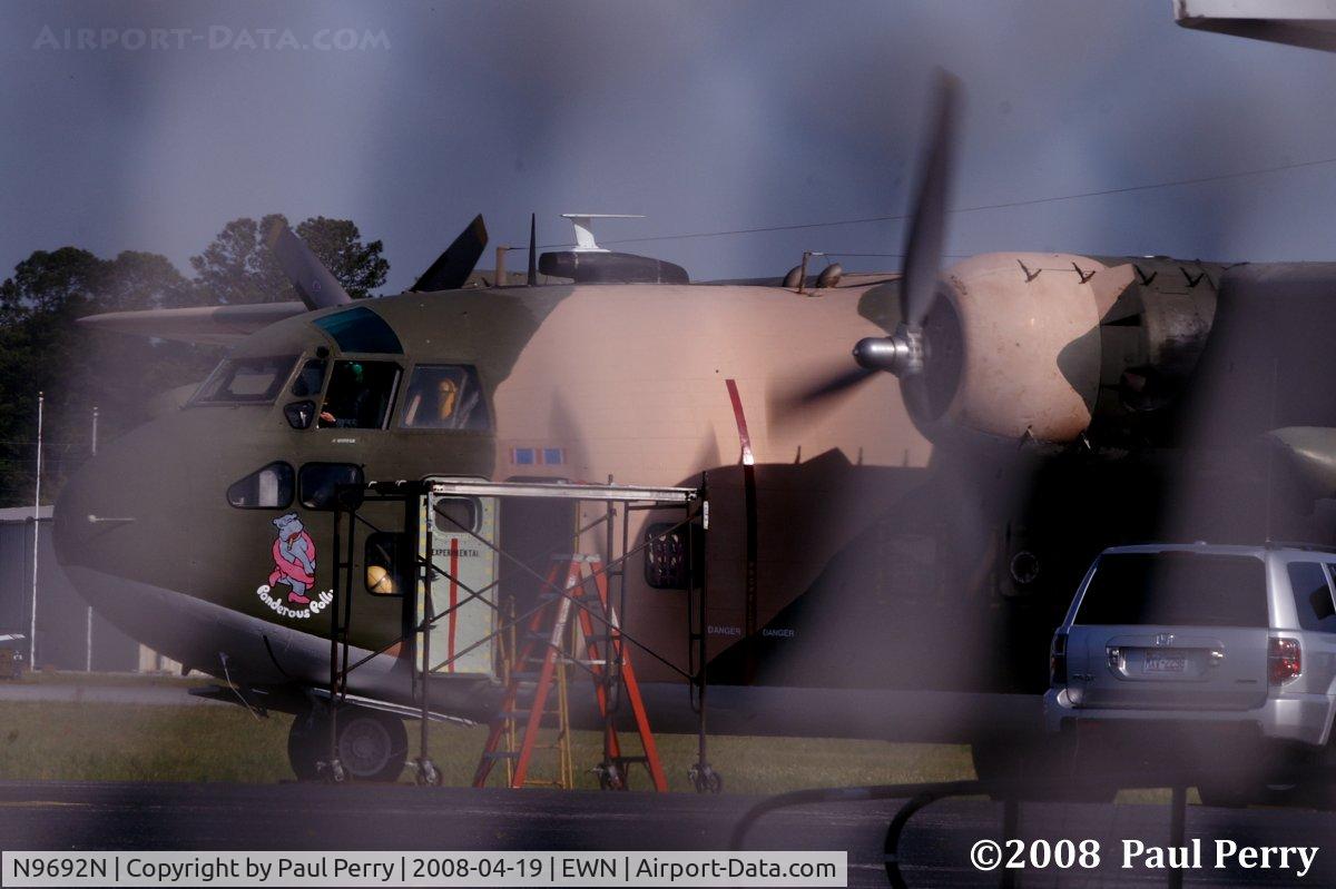 N9692N, 1954 Fairchild C-123K Provider C/N 20041, Port engine run-up, and she's running a little rough