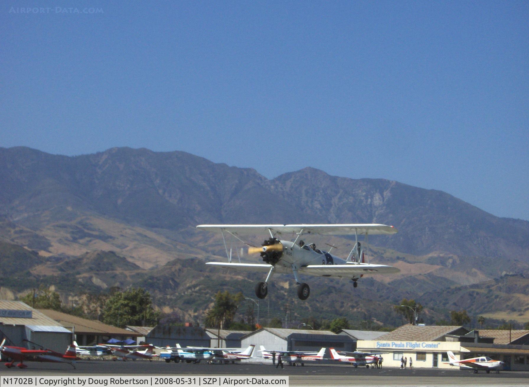 N1702B, 1942 Boeing PT-13D Kaydet (E75) C/N 75-5903, 1942 Boeing Stearman PT-13D 'Ruthie's Doll', Continental W670 220 Hp, takeoff Rwy 22