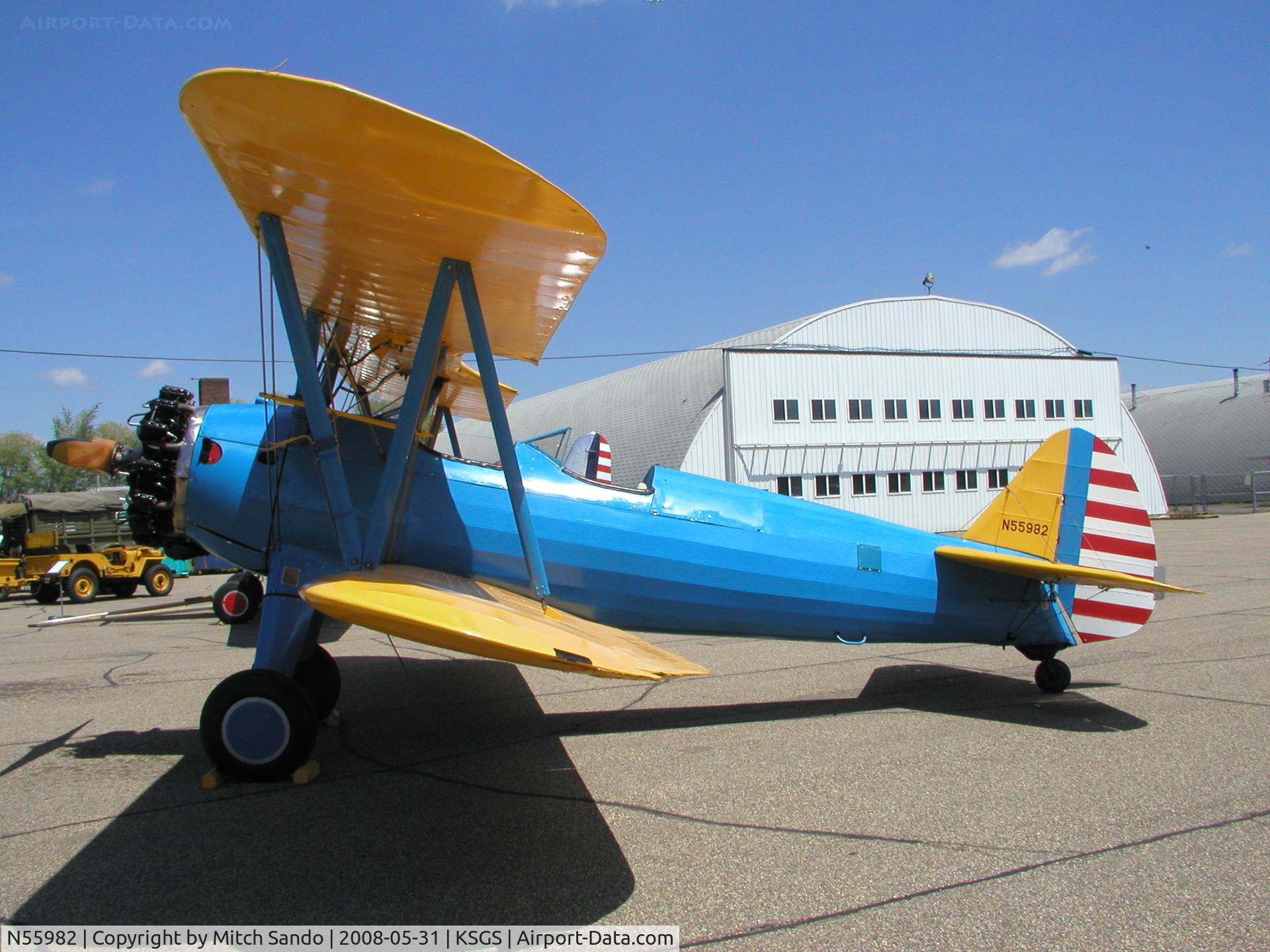 N55982, Boeing A75N1(PT17) C/N 75-110, Fleming Field Fly-In 2008.