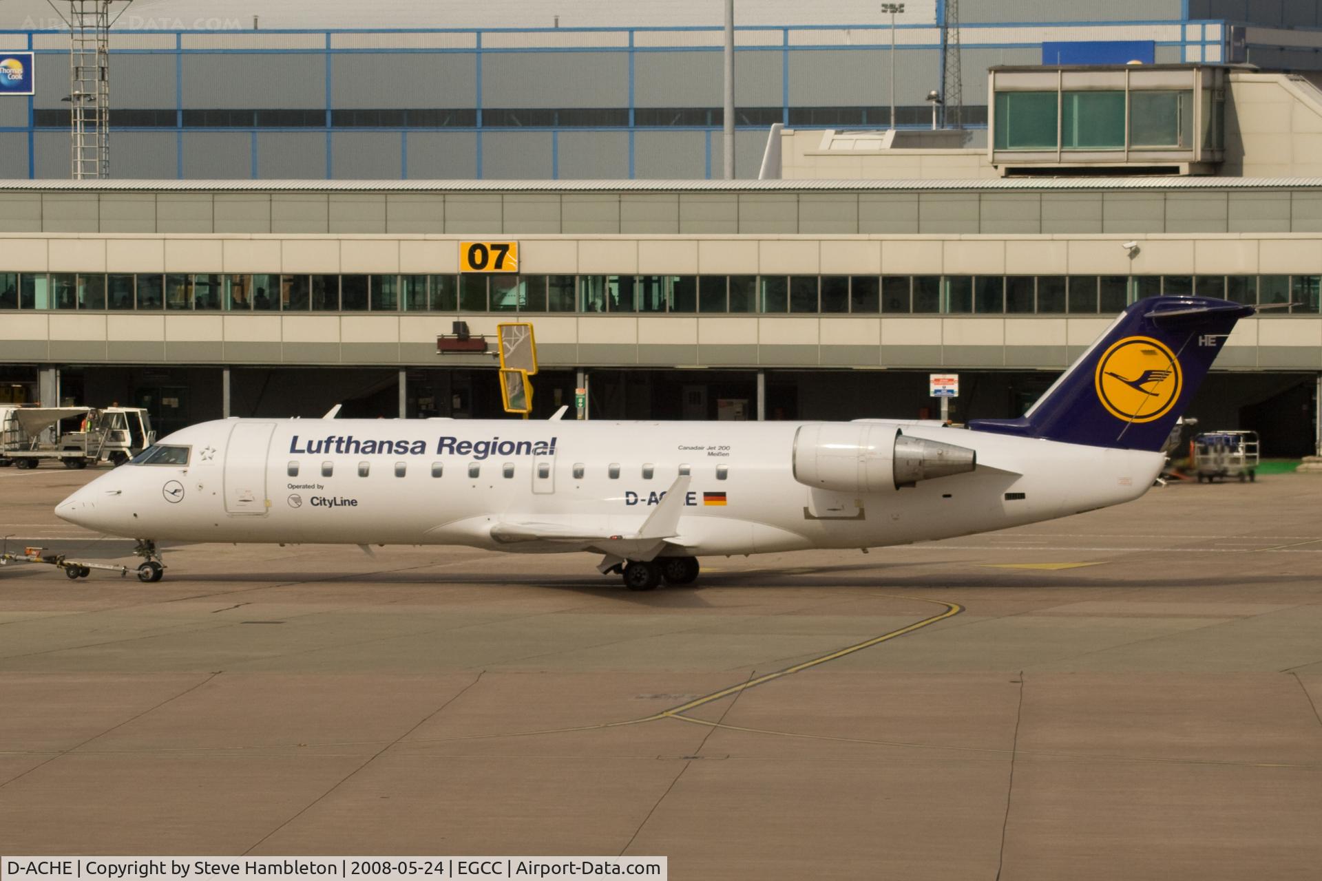 D-ACHE, 2000 Canadair CRJ-200LR (CL-600-2B19) C/N 7407, Taken from inside Termninal 3 at Mnachester