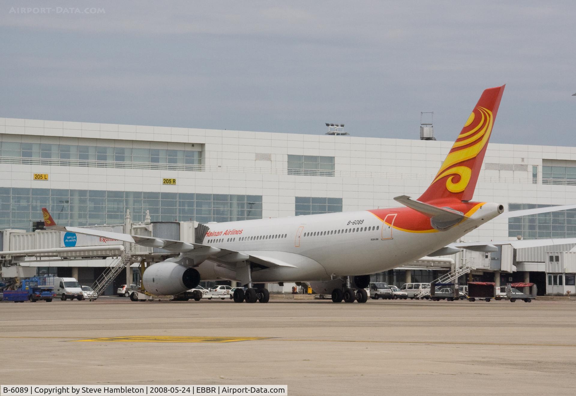B-6089, 2008 Airbus A330-243 C/N 919, Hainan Airlines A330 taken from the transfer bus at Brussels