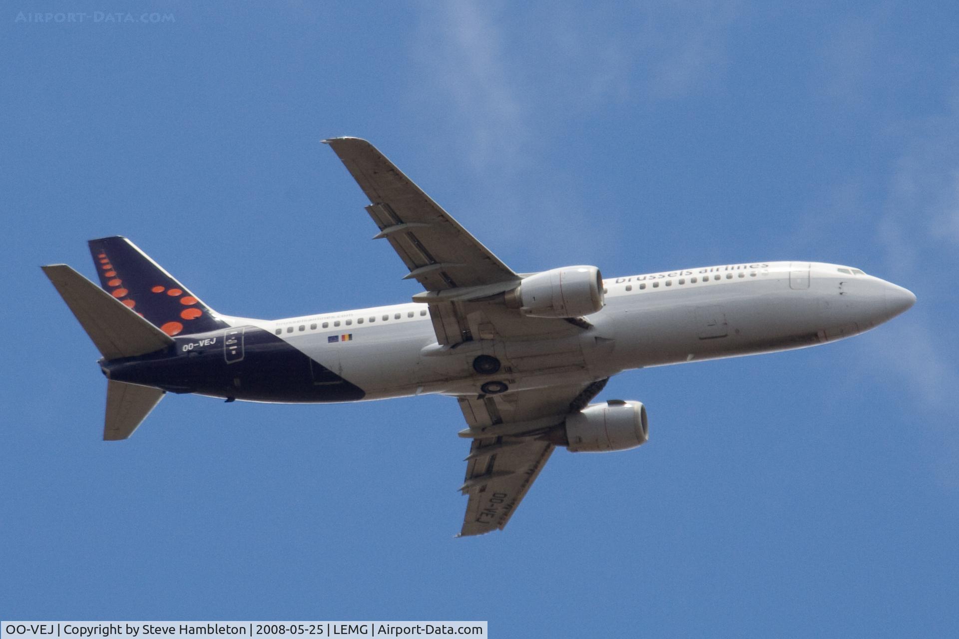 OO-VEJ, 1989 Boeing 737-405 C/N 24271, 11 miles out from Malaga