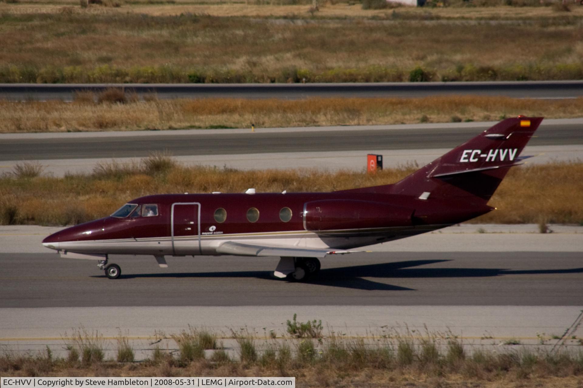 EC-HVV, 1982 Dassault Falcon 10 C/N 193, Mayoral Executive Jet taxiing for take off at Malaga