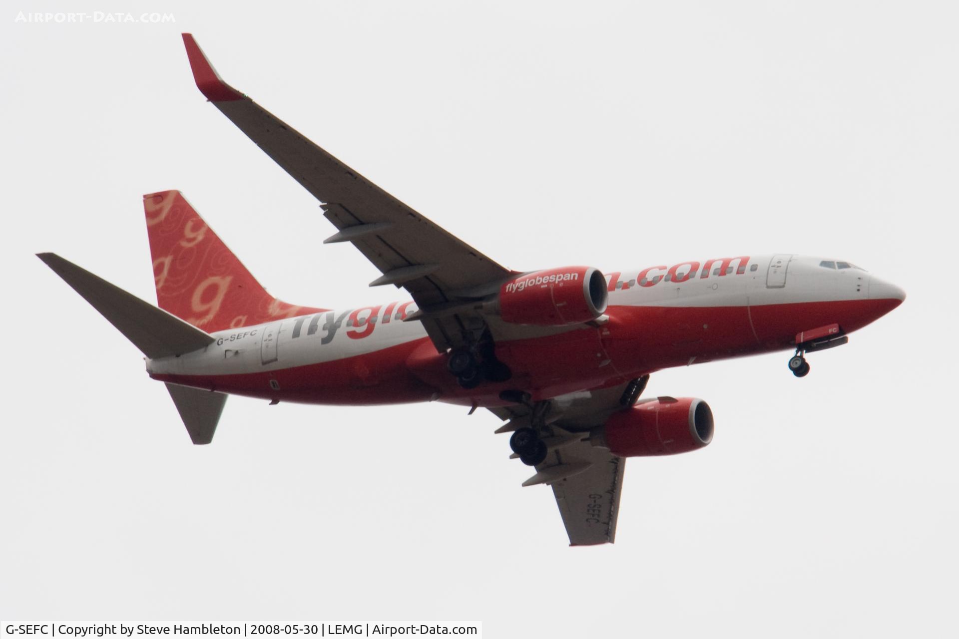 G-SEFC, 2007 Boeing 737-7Q8 C/N 30687, Shot from La Cencerrita, 11 miles out from Malaga