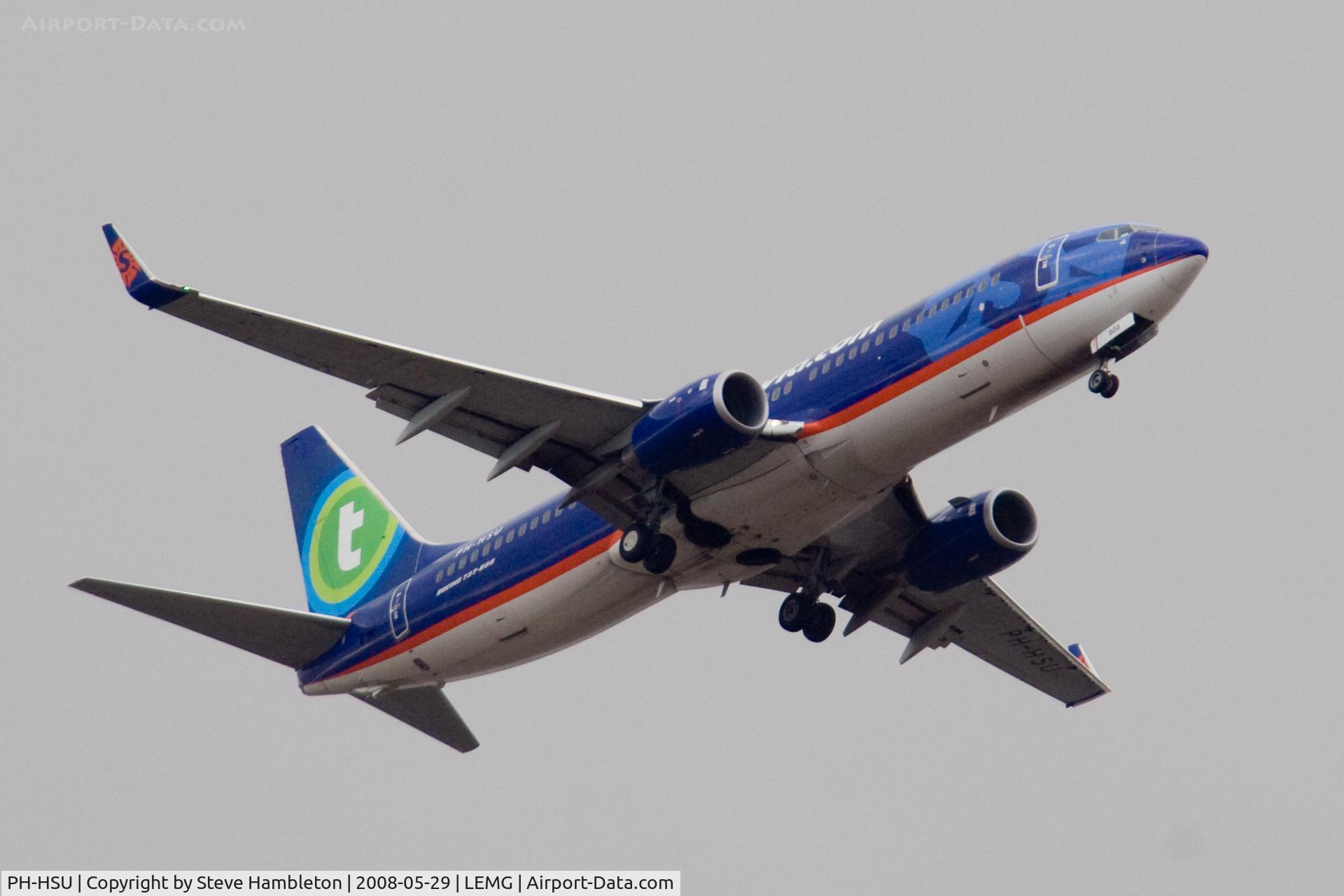 PH-HSU, 2005 Boeing 737-8BK C/N 33021, Approaching Malaga, in Sun County colours with Transavia stickers
