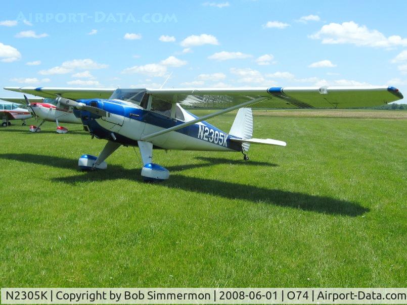 N2305K, 1947 Luscombe 8E Silvaire C/N 5032, In the grass at Mt. Victory, OH