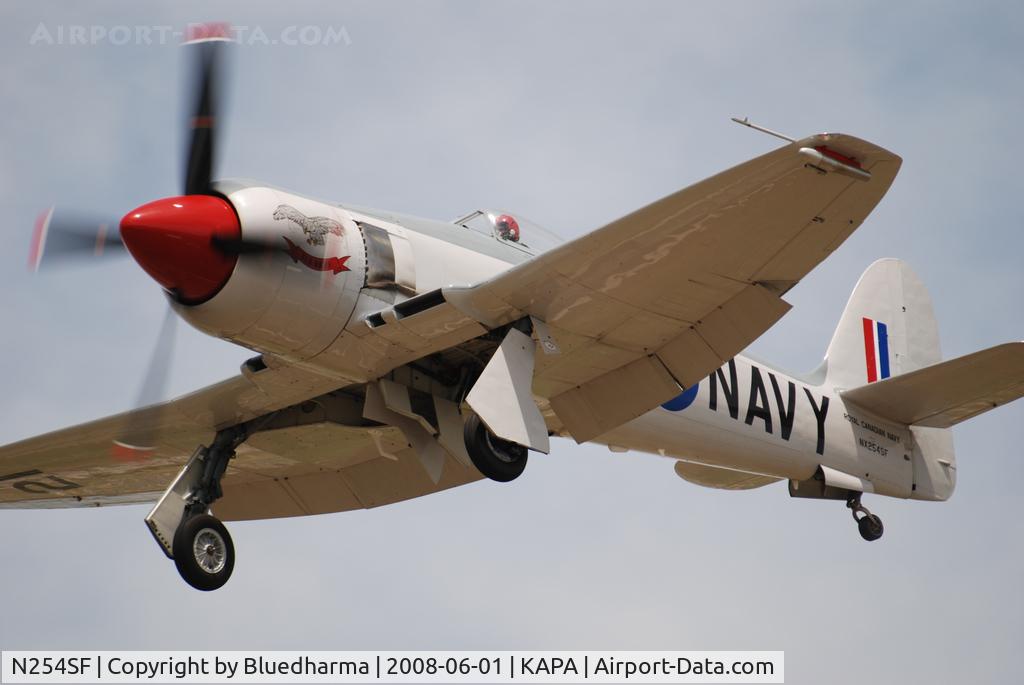 N254SF, 1956 Hawker FB60 Fury Replica C/N 37514, SeaHawk on Approach to 17L.