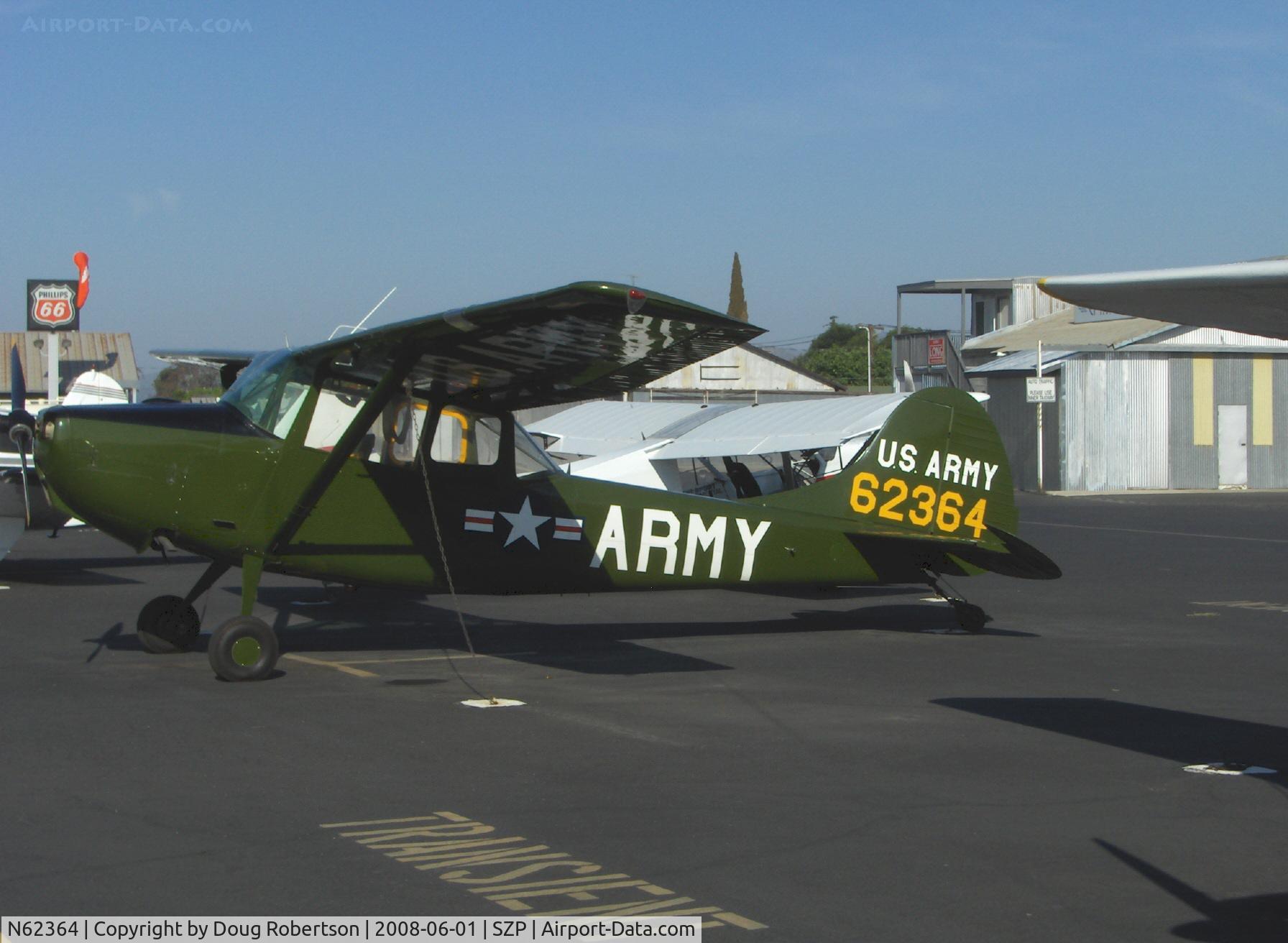 N62364, 1953 Cessna 305A C/N 23484, 1953 Cessna 305A as U S Army L-19A BIRD DOG, Continental E-225 225 Hp, constant speed prop