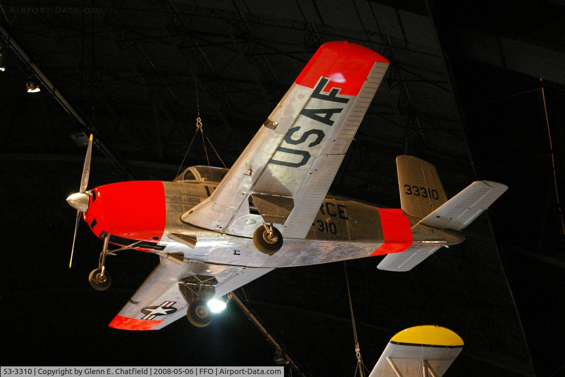 53-3310, 1953 Beech T-34A (A45) Mentor C/N G-71, Hanging from the ceiling in the National Museum of the U.S. Air Force