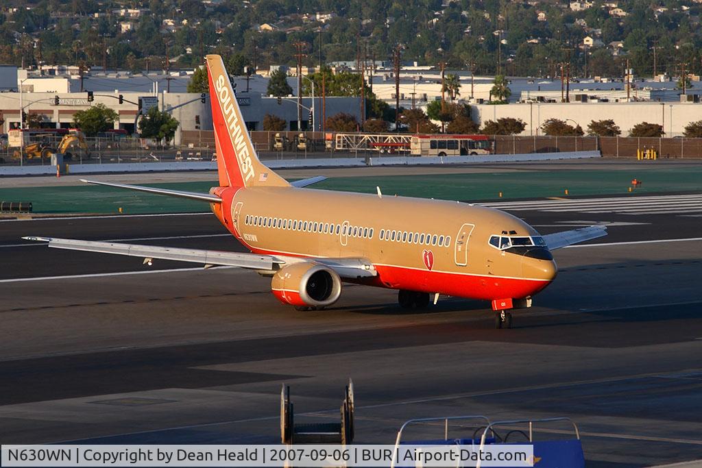 N630WN, 1996 Boeing 737-3H4 C/N 27705, Southwest Airlines N630WN (FLT SWA65) from Las Vegas McCarran Int'l (KLAS) taxiing to the gate after landing on RWY 8.