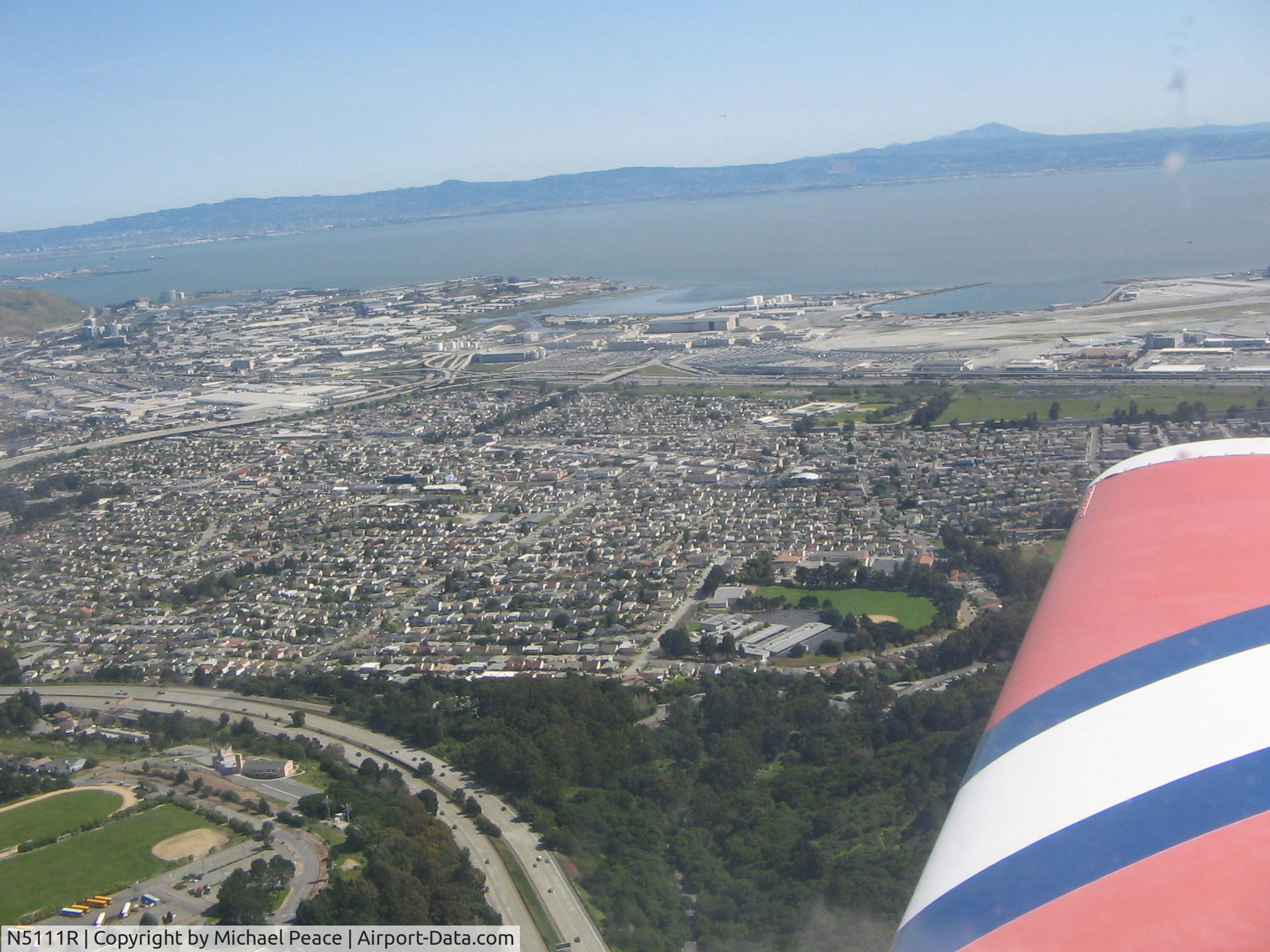 N5111R, 1974 Beech B19 Sport 150 C/N MB-645, Flying past SFO