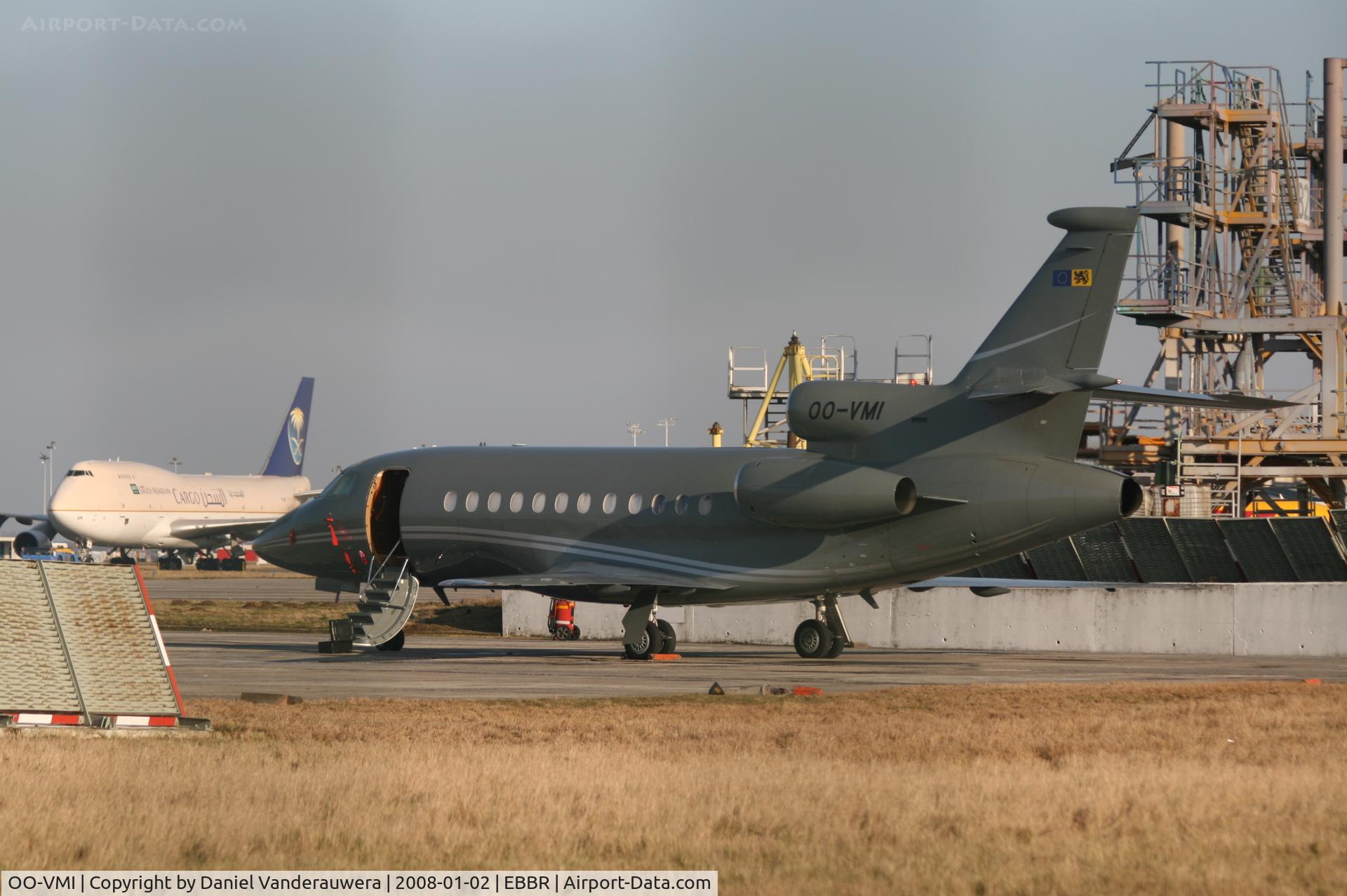 OO-VMI, 2005 Dassault Falcon 900DX C/N 603, parked on General Aviation apron (Abelag)