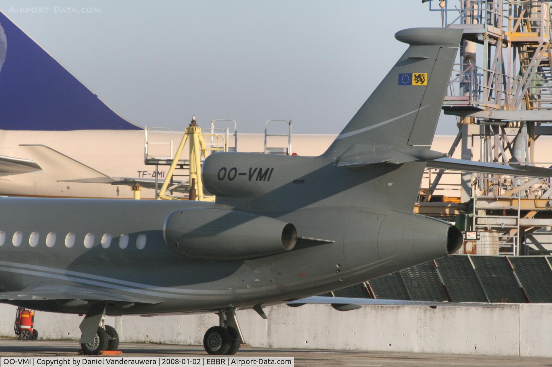 OO-VMI, 2005 Dassault Falcon 900DX C/N 603, parked on General Aviation apron (Abelag)