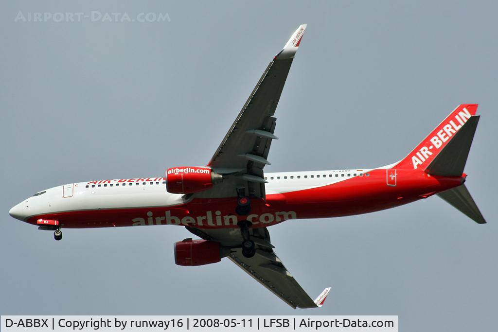 D-ABBX, 2007 Boeing 737-86J C/N 34969, Air Berlin landing on rwy 34