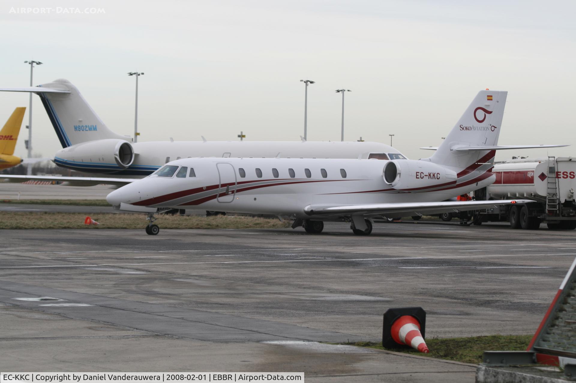 EC-KKC, 2007 Cessna 680 Citation Sovereign C/N 680-0117, parked on General Aviation apron (Abelag)