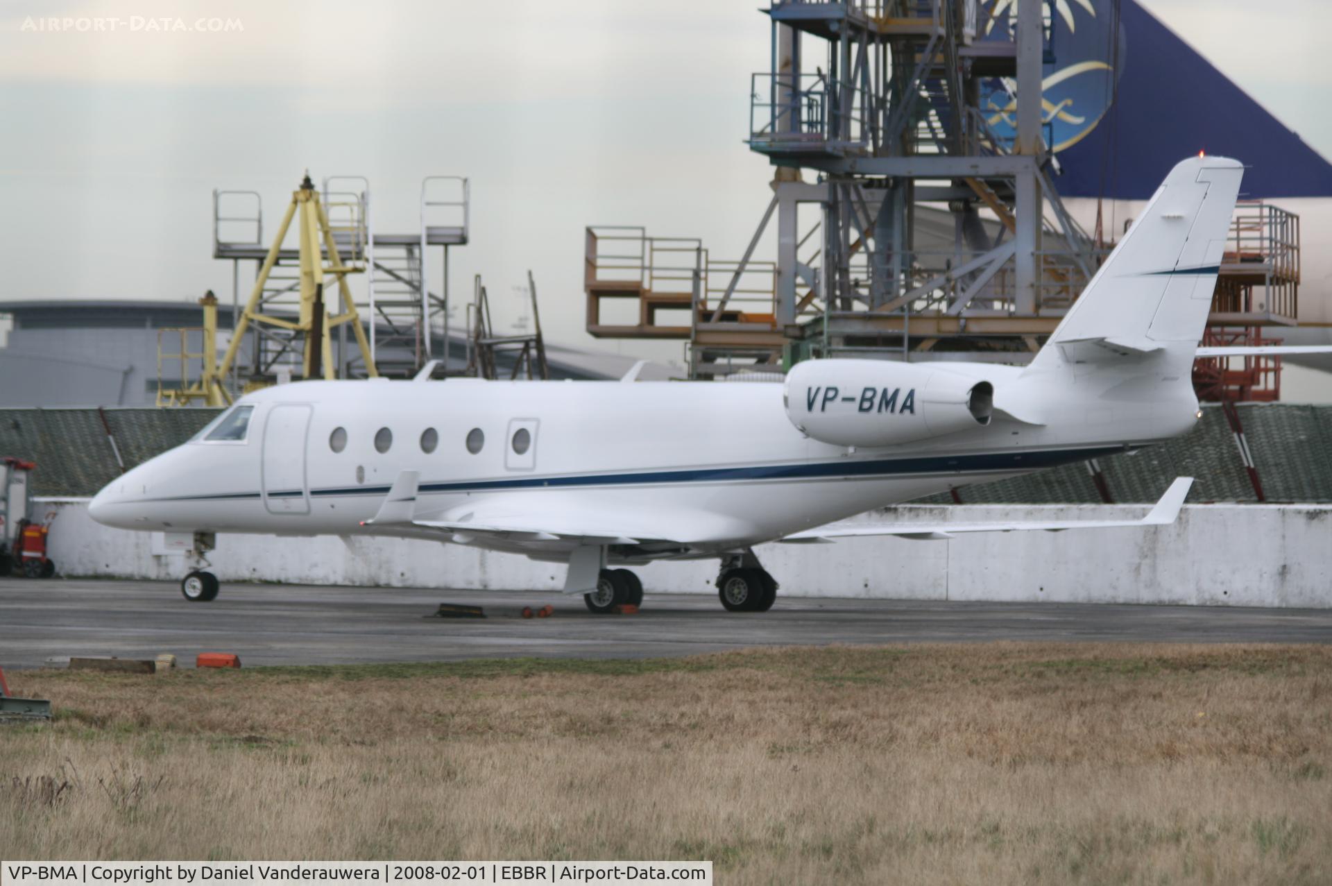 VP-BMA, 2007 Israel Aircraft Industries Gulfstream G150 C/N 228, parked on General Aviation apron (Abelag)  -  seen through the fence