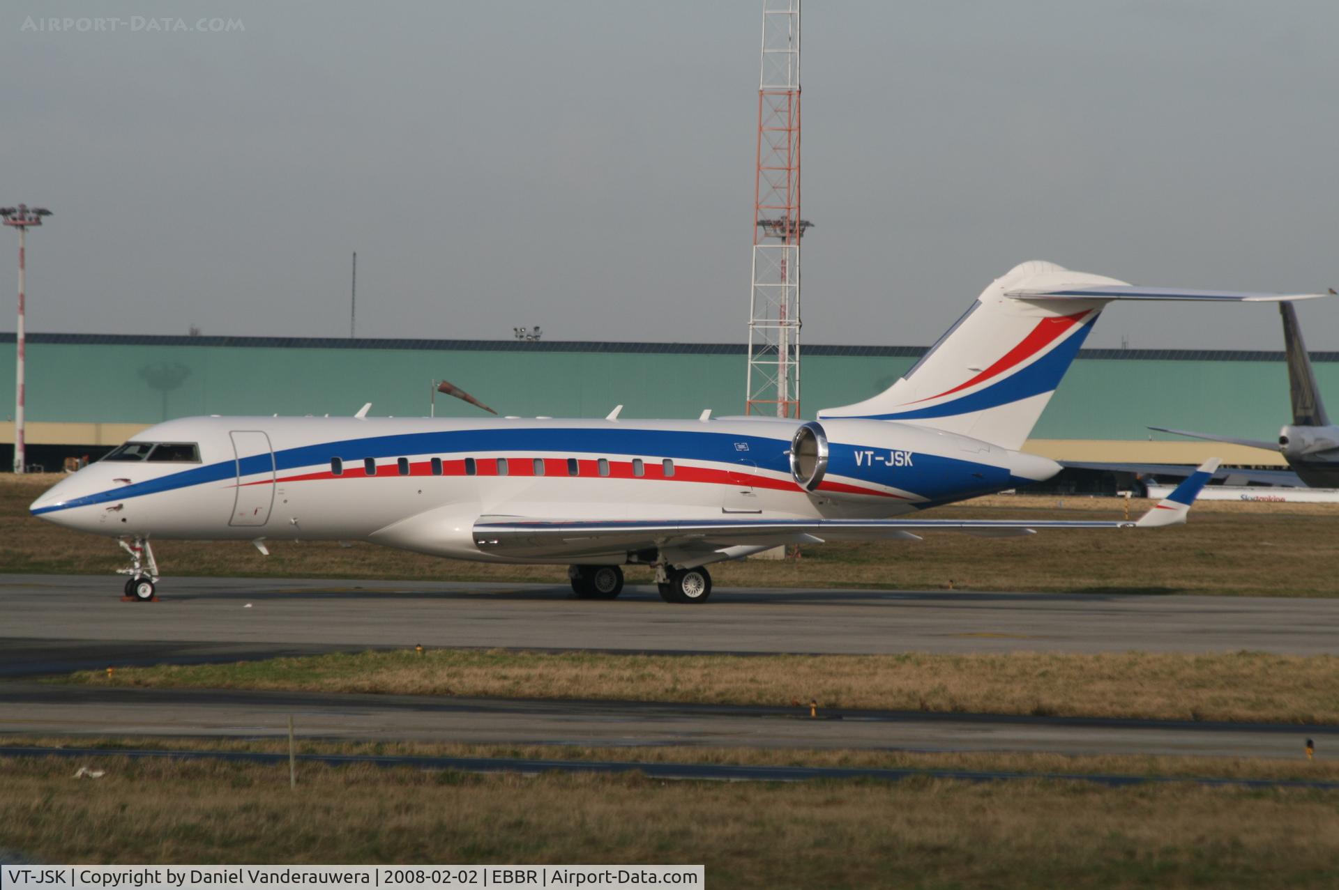VT-JSK, 2006 Bombardier BD-700-1A11 Global 5000 C/N 9214, parked on General Aviation apron (Abelag)